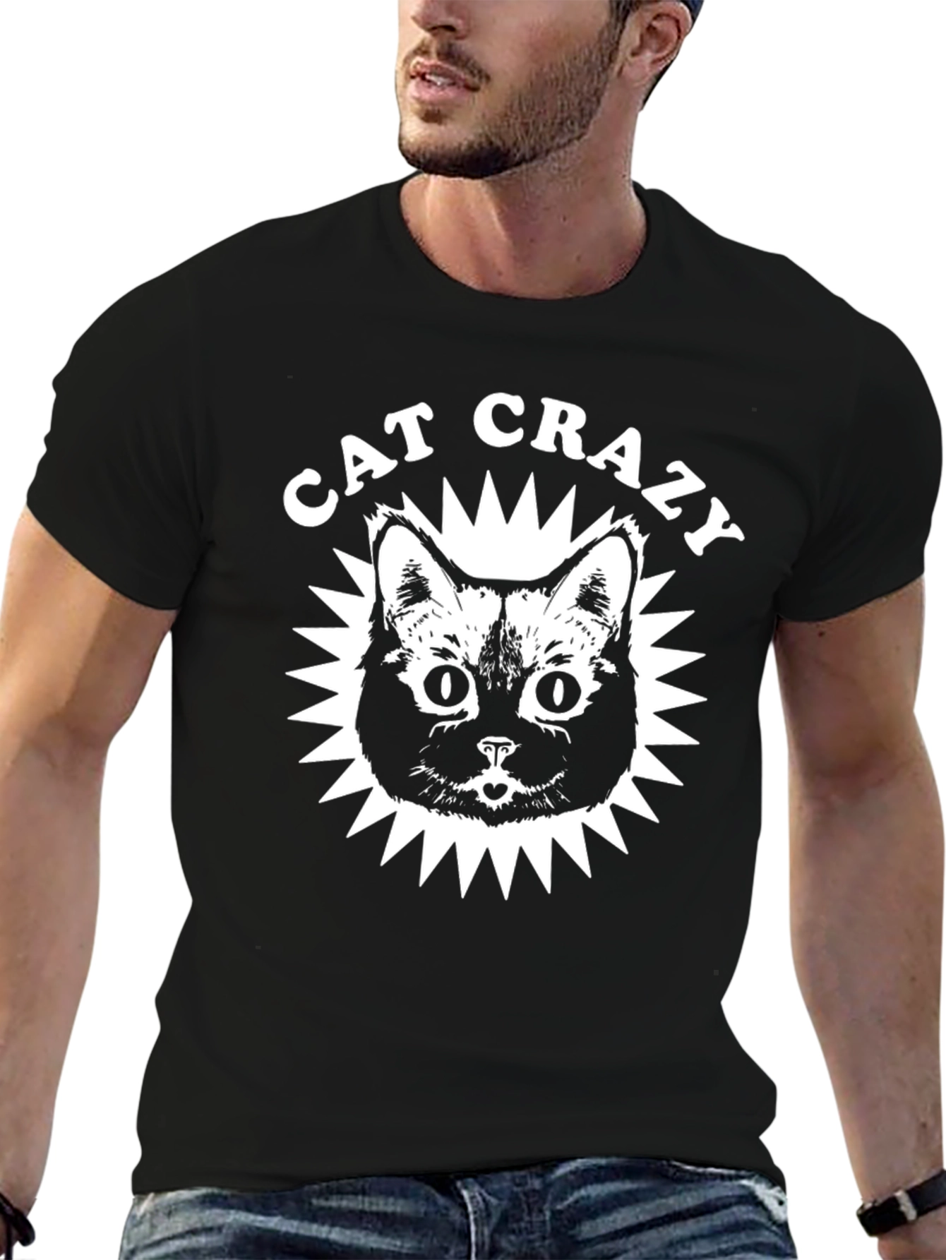 Cat Crazy Graphic T-Shirt - Black