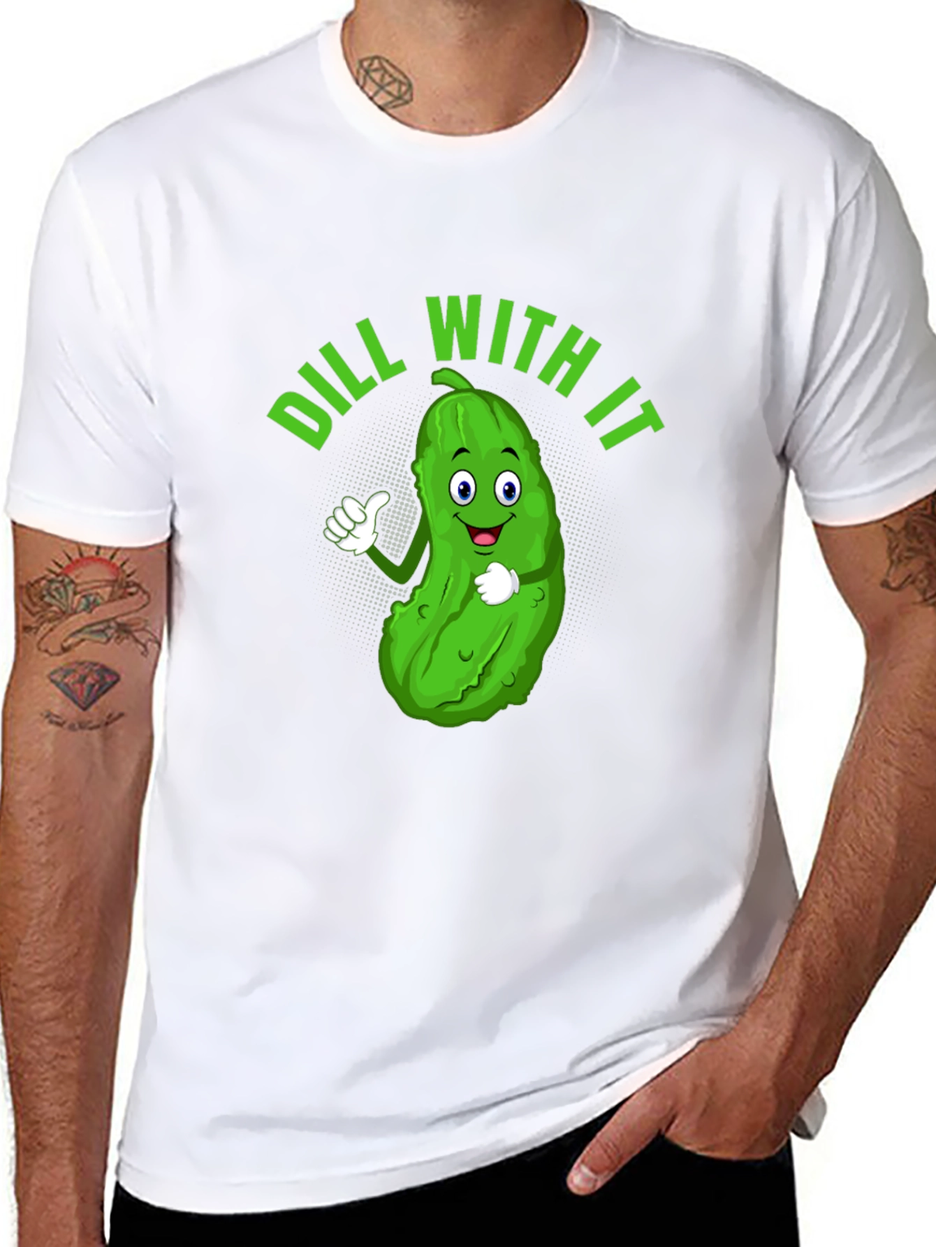 Dill With It Funny Pickle Graphic Tee
