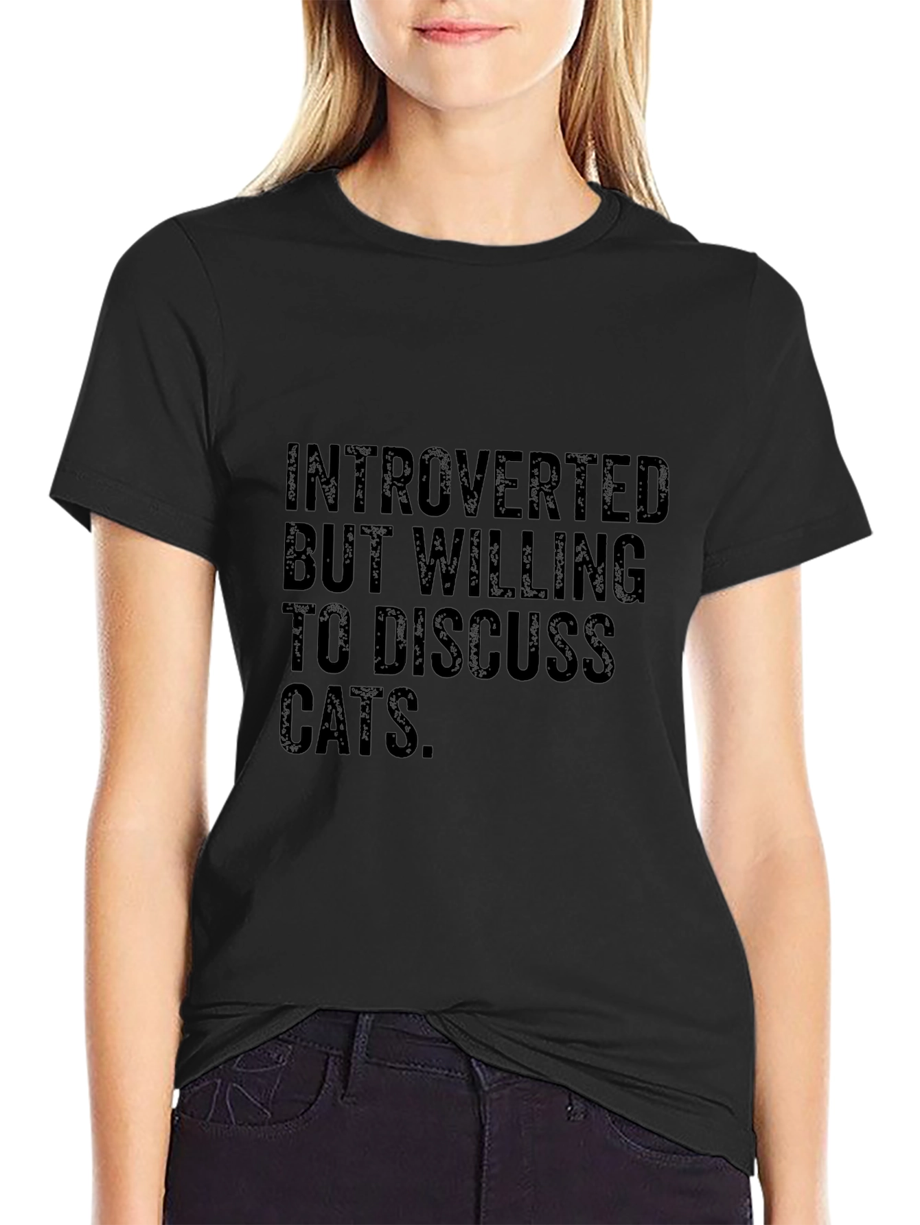 Introverted Cat Lover Black T-Shirt