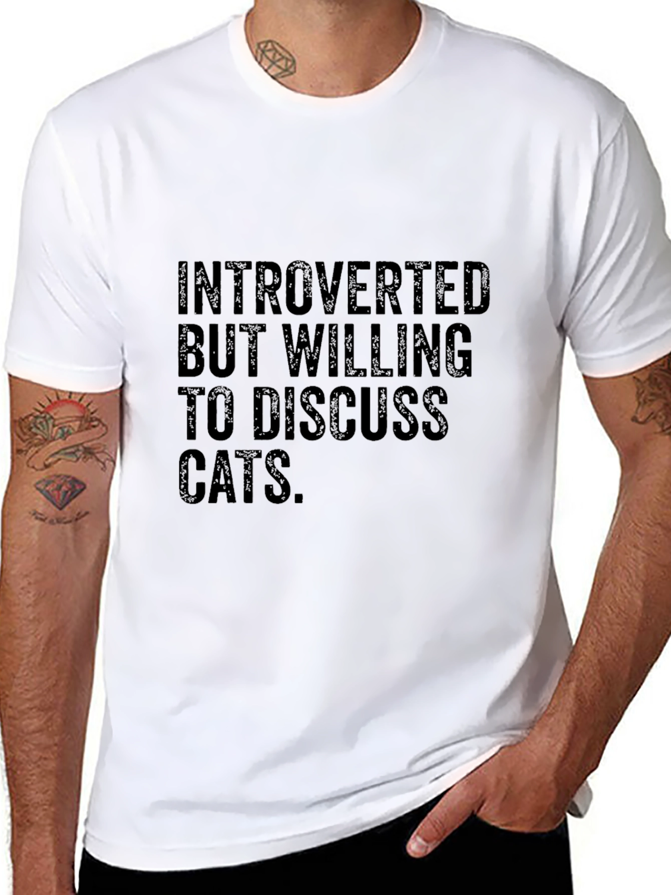 Introverted Cat Lover Black T-Shirt
