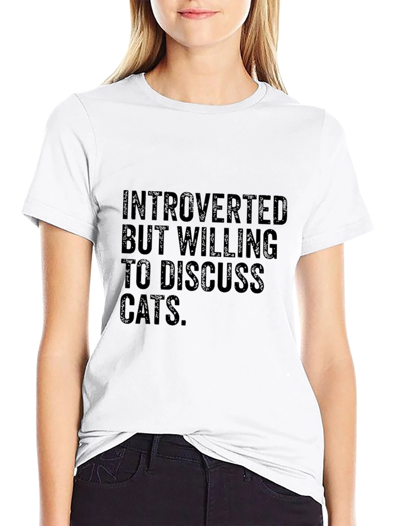 Introverted Cat Lover Black T-Shirt