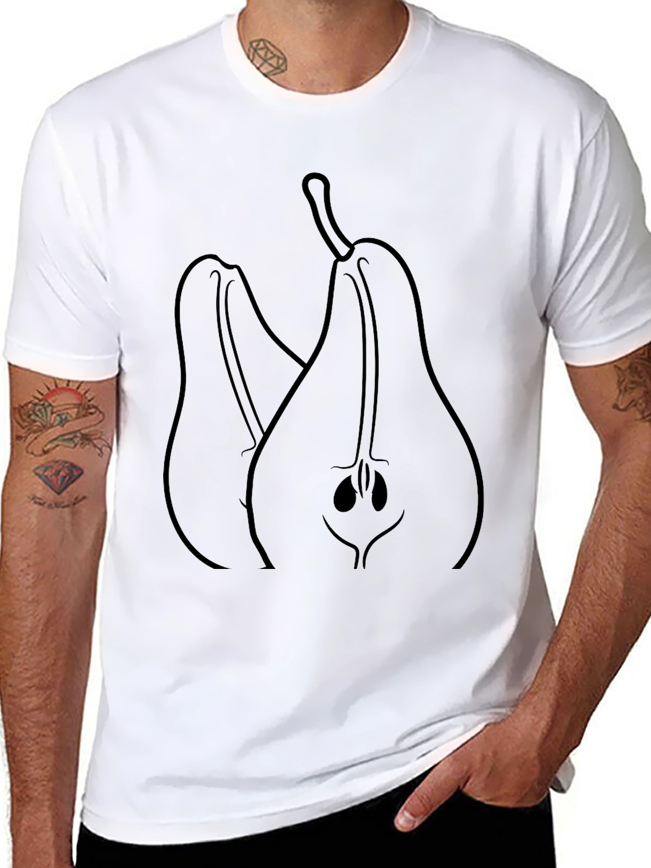 Black Pear Graphic Tee - Fruit Design T-Shirt