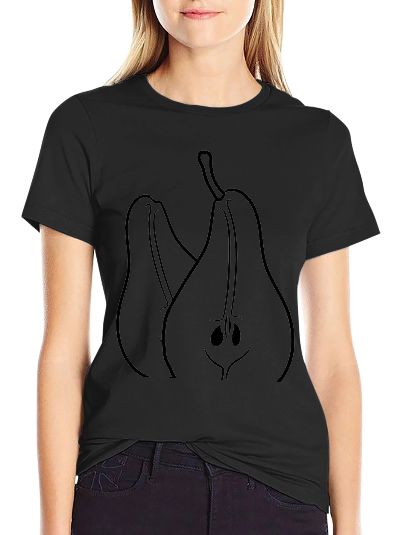 Black Pear Graphic Tee - Fruit Design T-Shirt