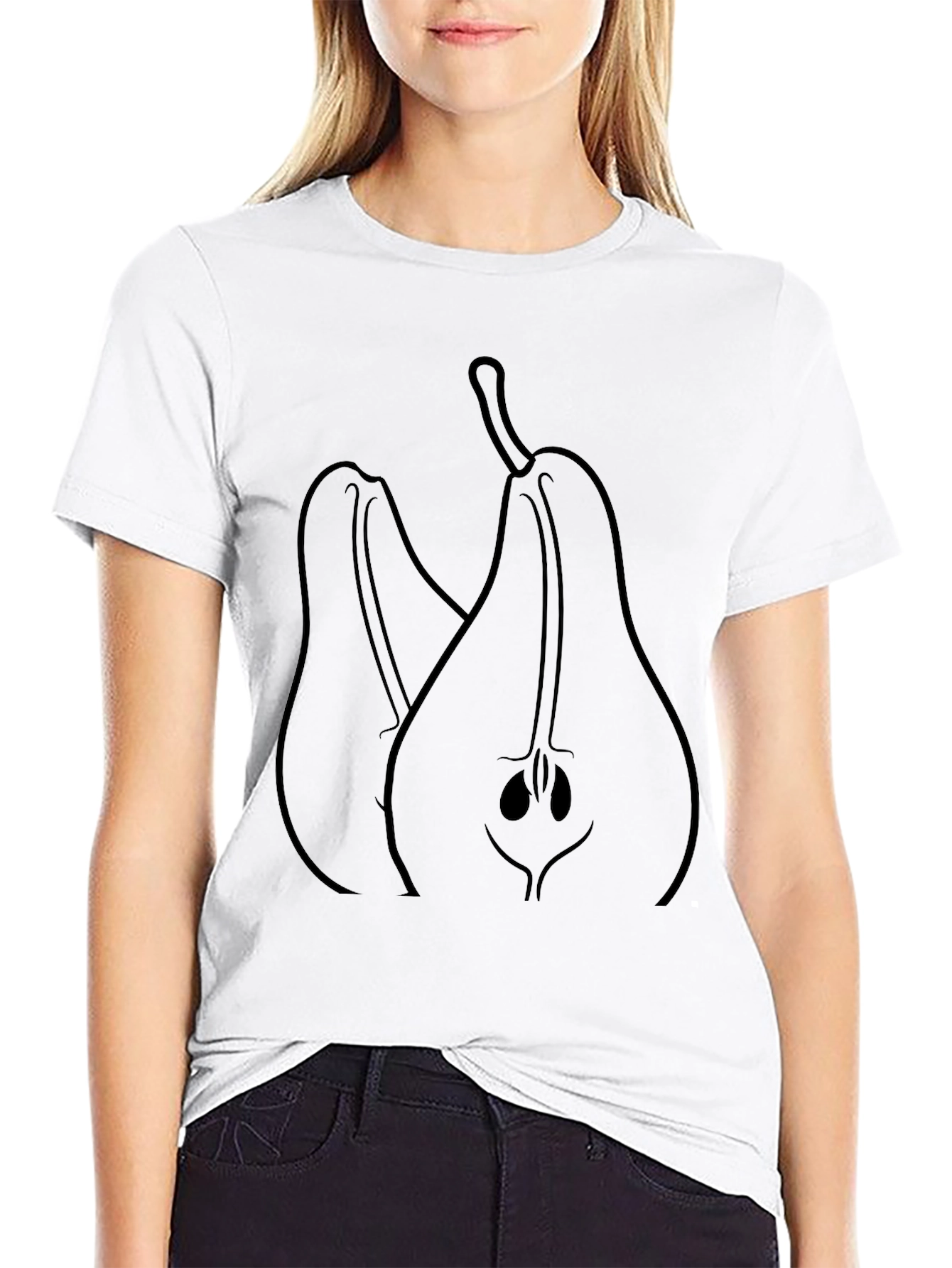 Black Pear Graphic Tee - Fruit Design T-Shirt