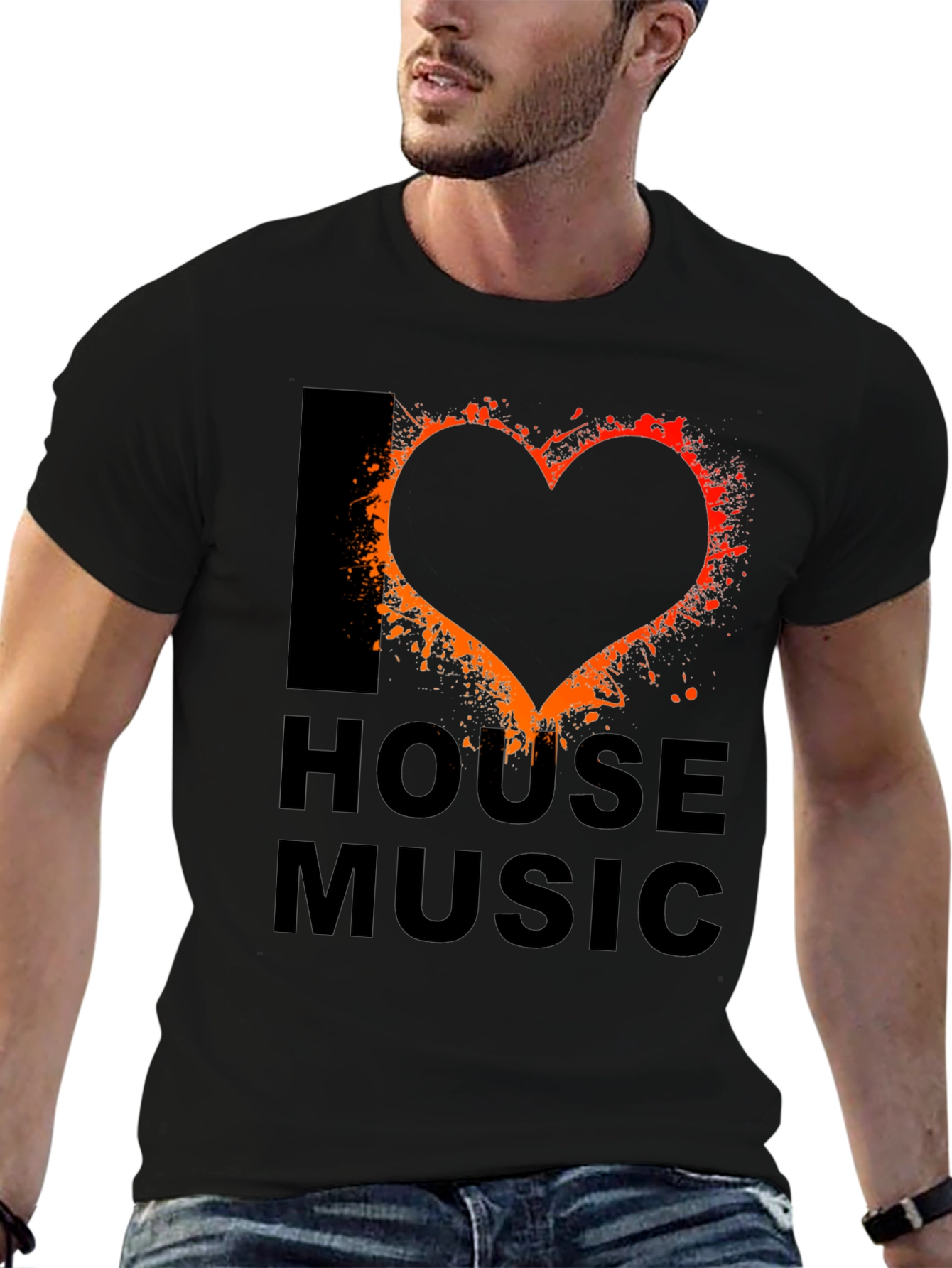 I Love House Music Black T-Shirt