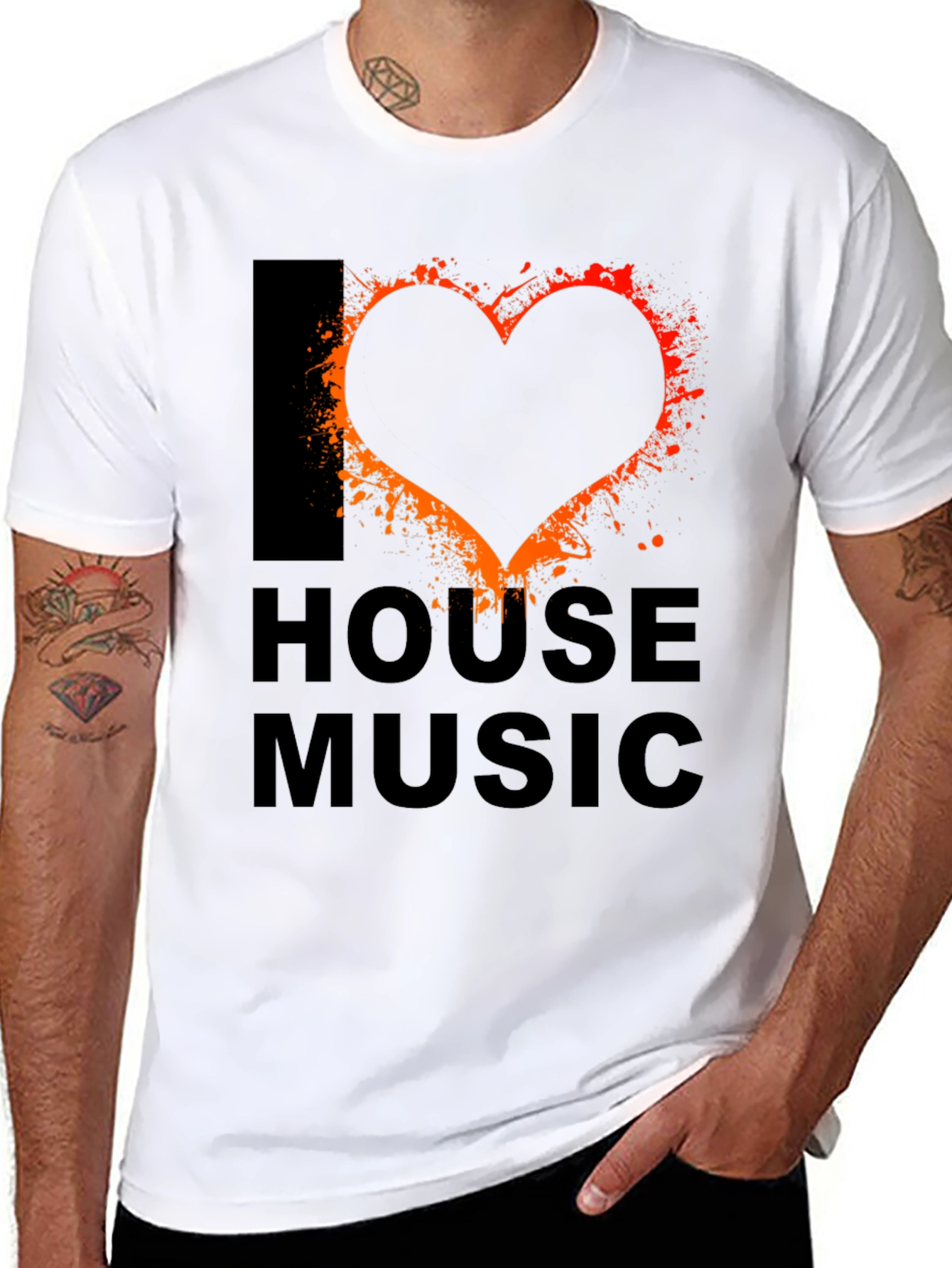 I Love House Music Black T-Shirt