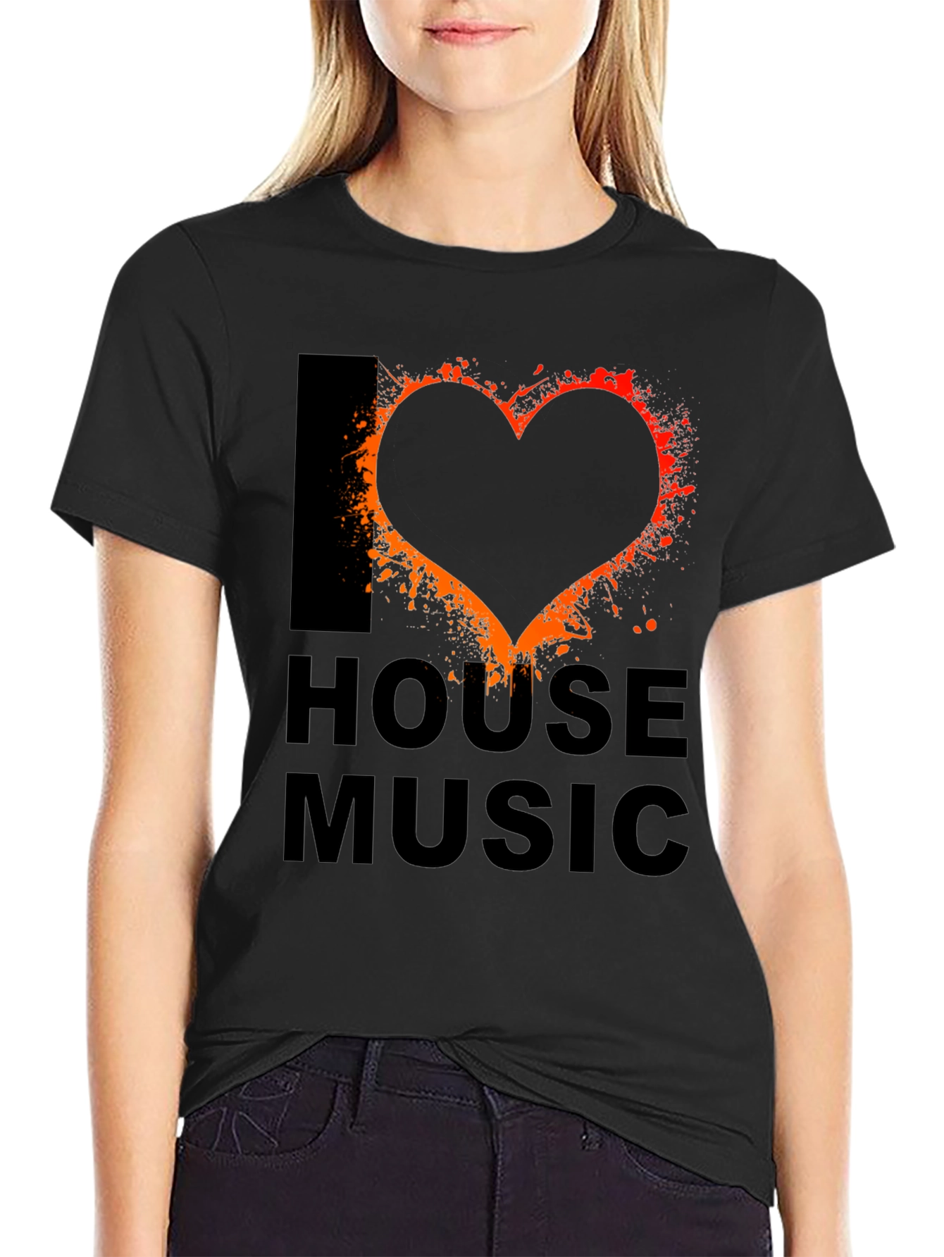 I Love House Music Black T-Shirt