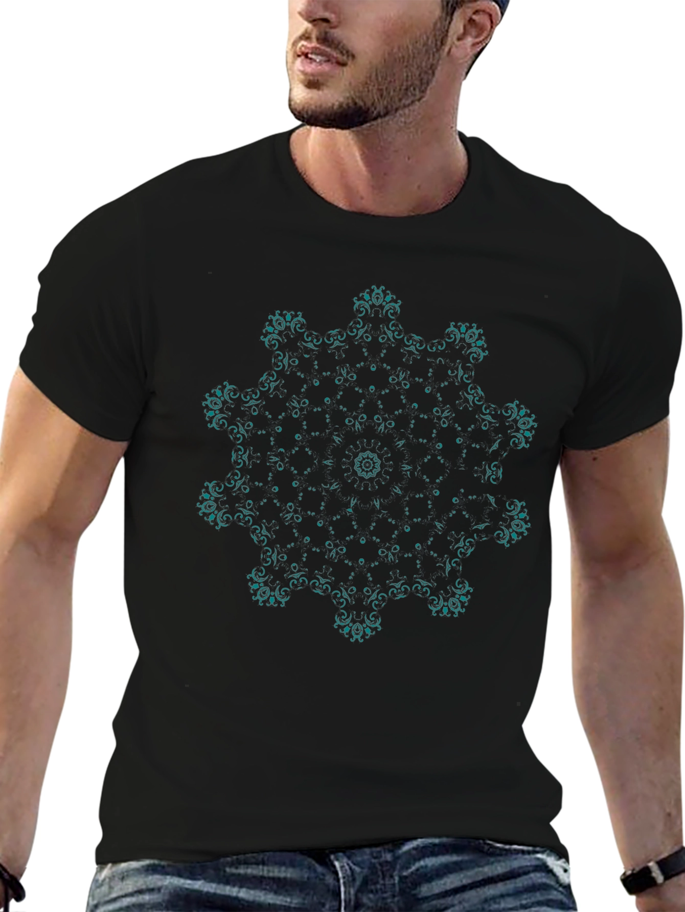 Abstract Pattern Black T-Shirt