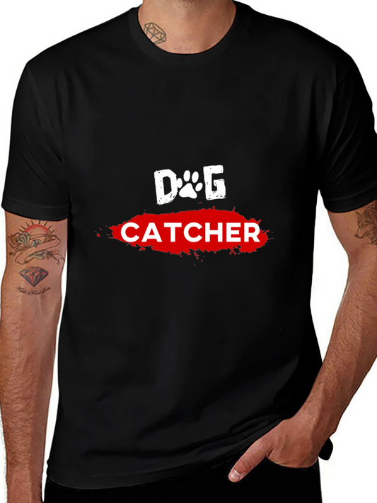 Dog Catcher Graphic Tee - Black Cotton T-Shirt