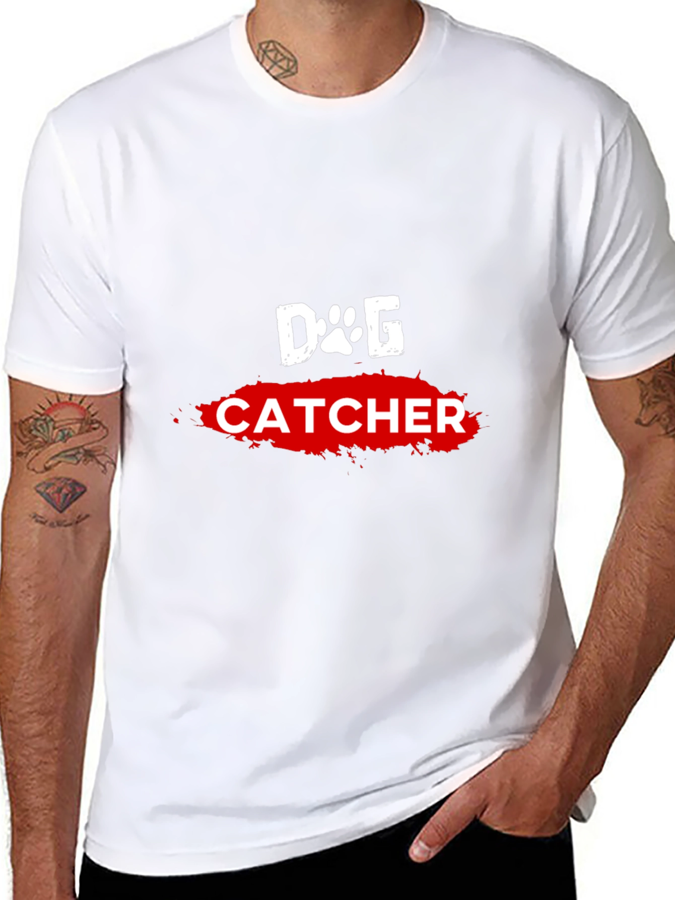 Dog Catcher Graphic Tee - Black Cotton T-Shirt