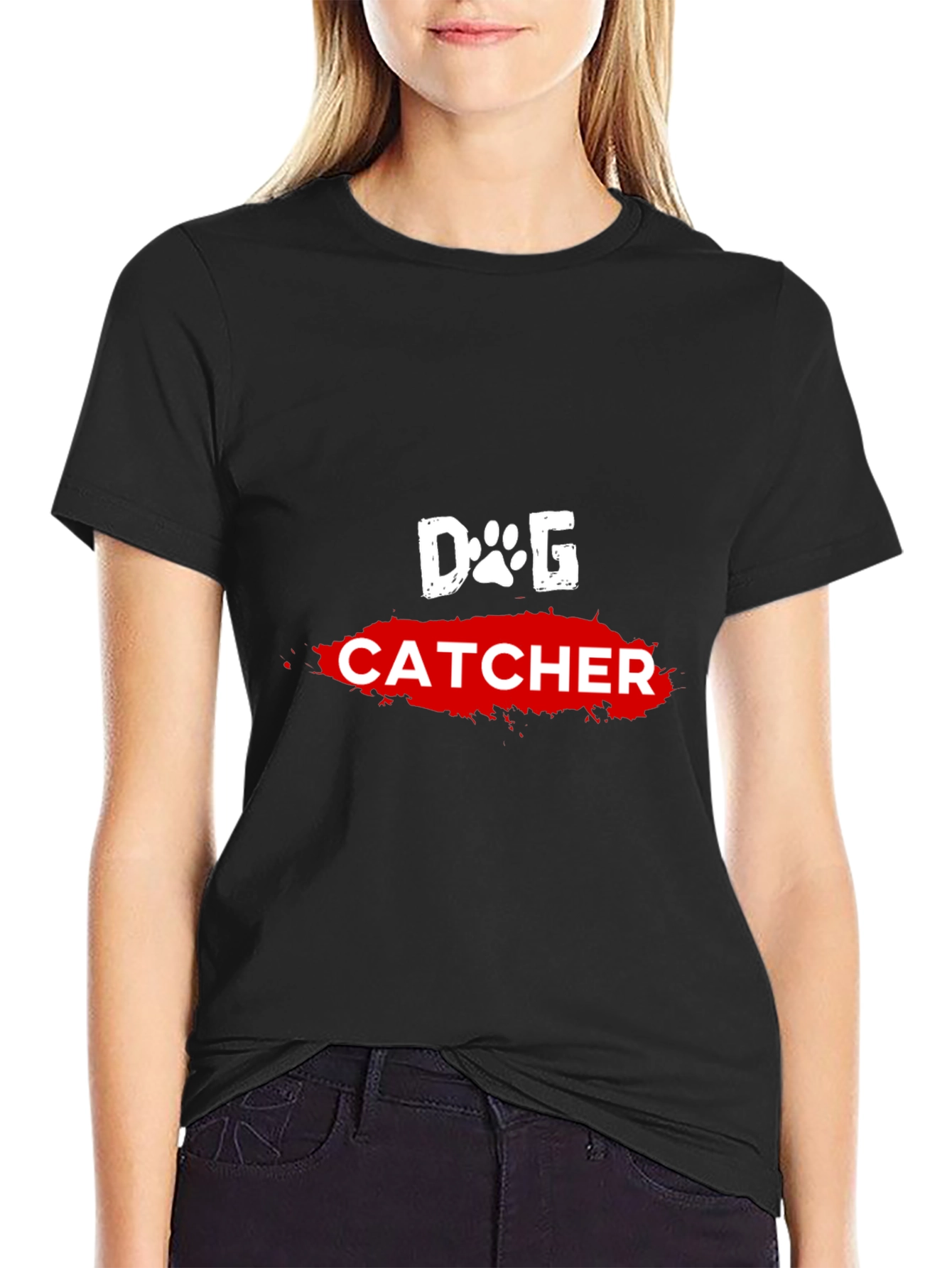 Dog Catcher Graphic Tee - Black Cotton T-Shirt