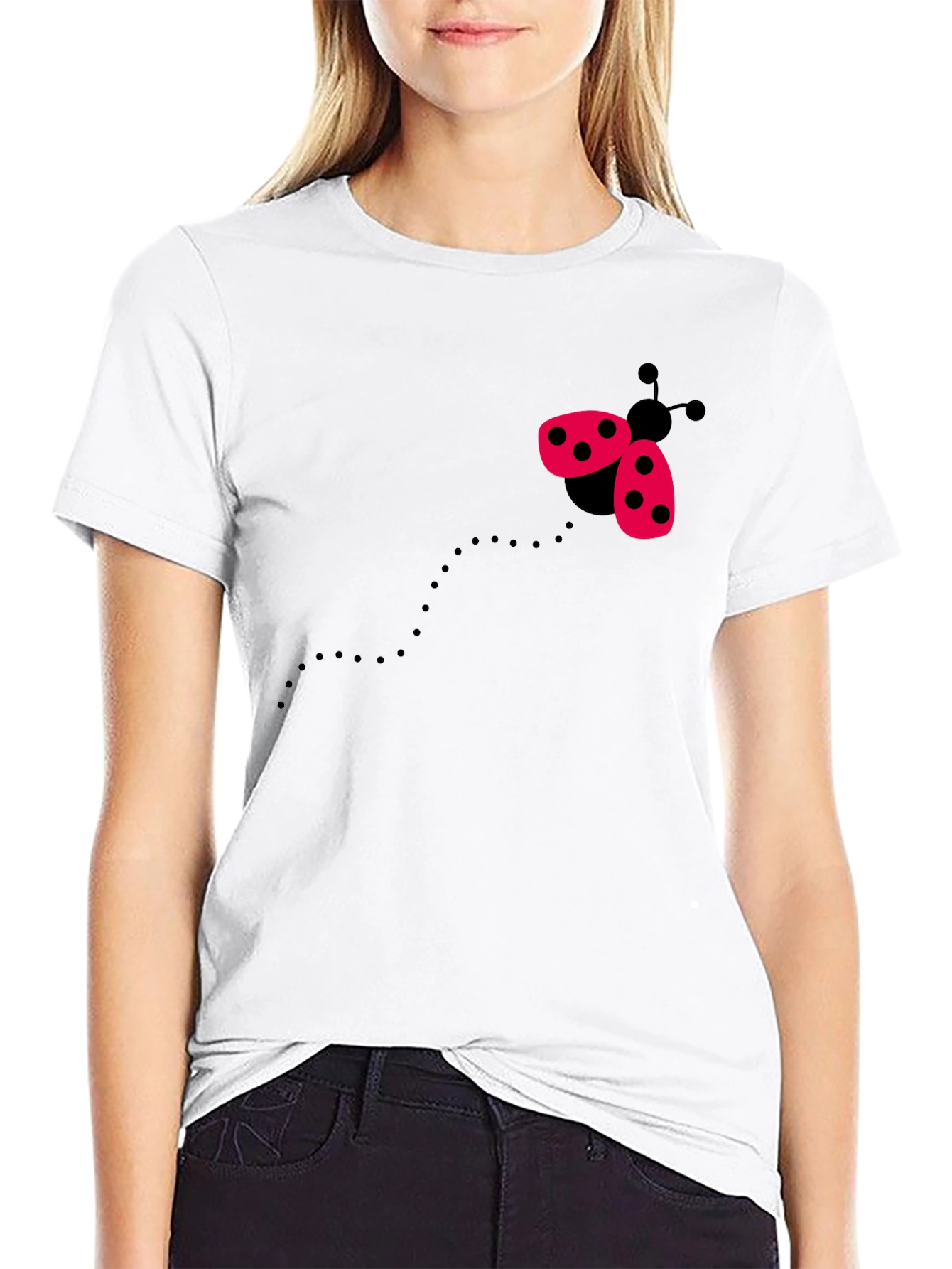 Ladybug Graphic Tee - Black Cotton Shirt
