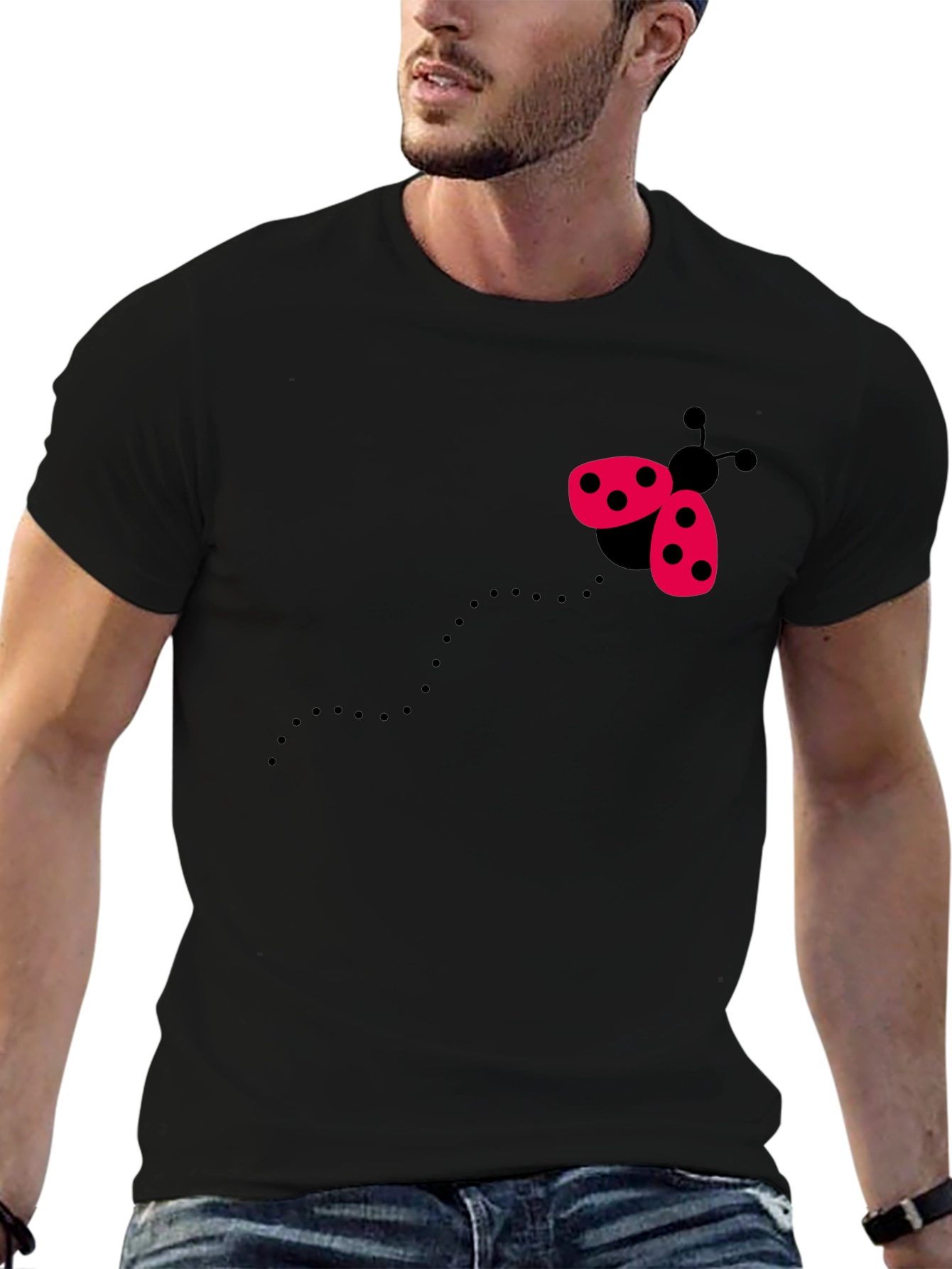 Ladybug Graphic Tee - Black Cotton Shirt