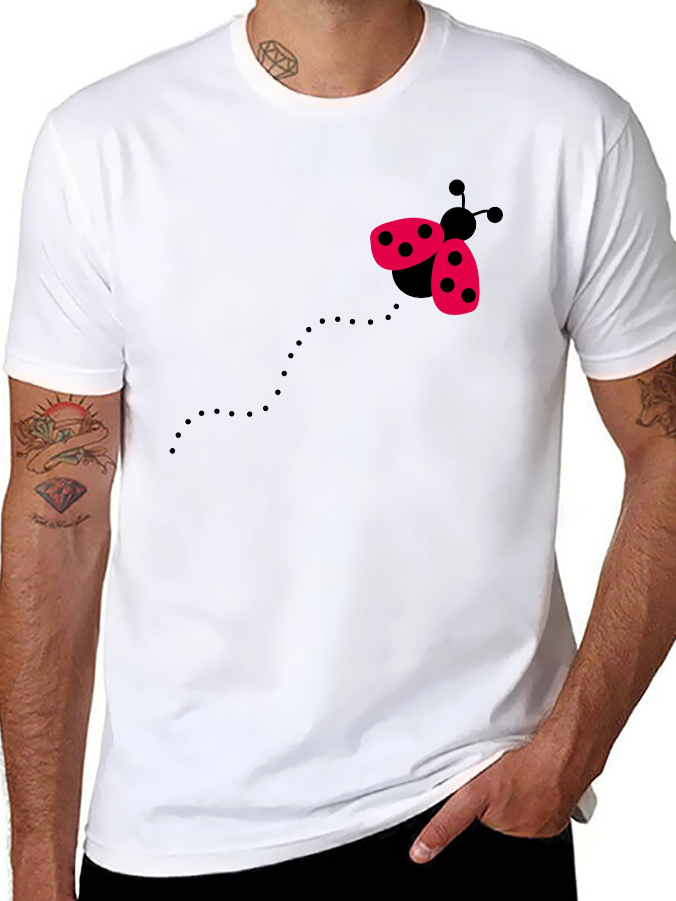 Ladybug Graphic Tee - Black Cotton Shirt