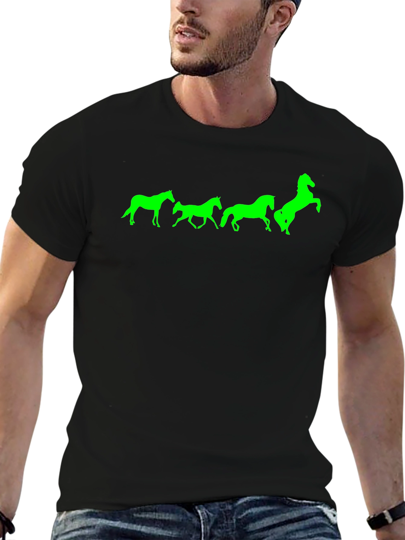 Horse Silhouette T-Shirt - Black Cotton Tee