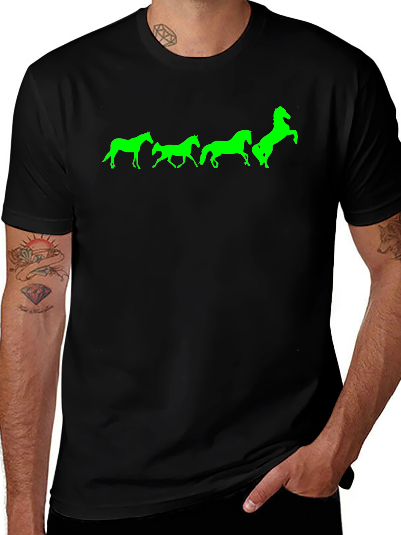 Horse Silhouette T-Shirt - Black Cotton Tee