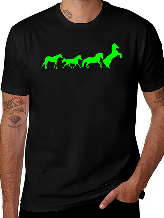 Horse Silhouette T-Shirt - Black Cotton Tee