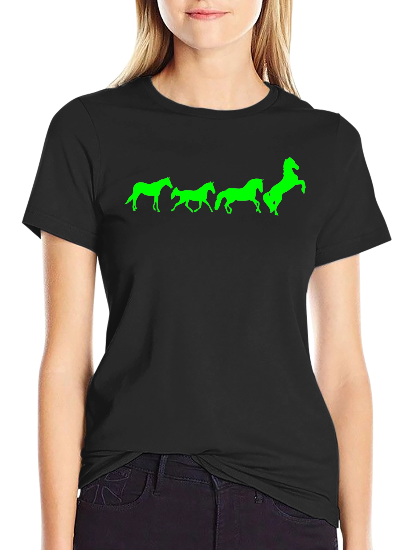 Horse Silhouette T-Shirt - Black Cotton Tee