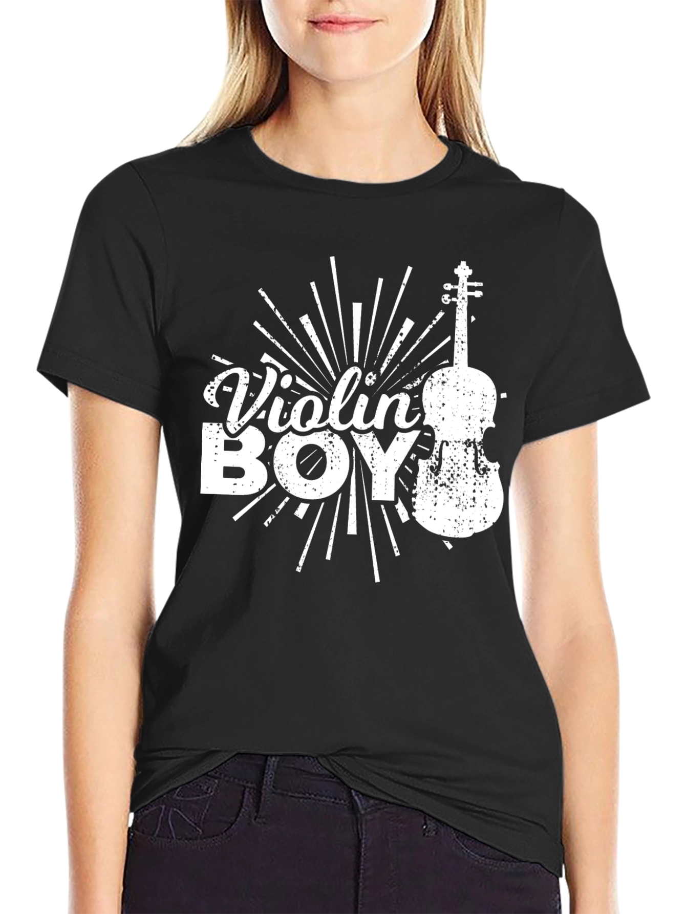 Violin Boy Graphic Print T-Shirt