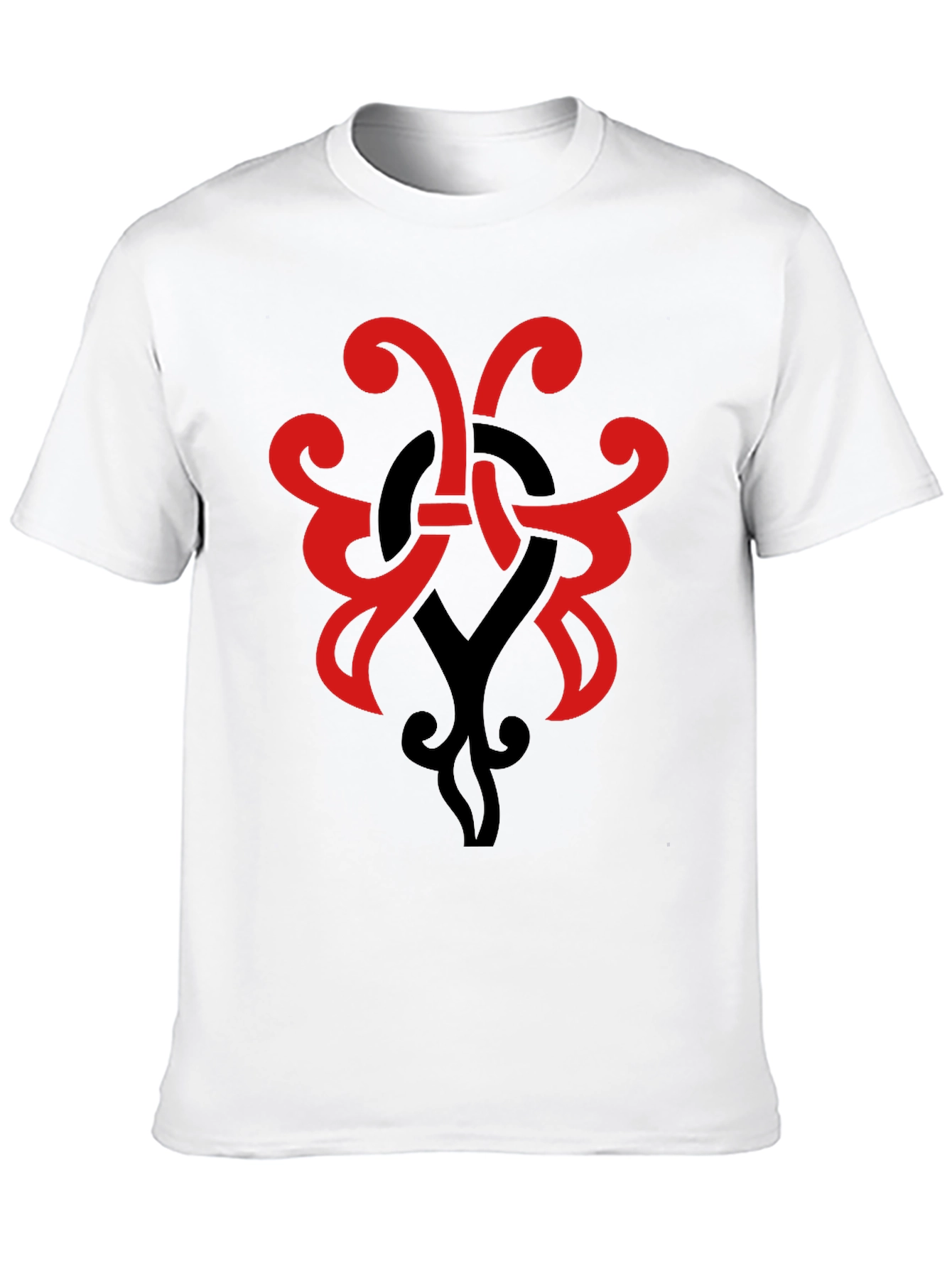 Stylish Black T-Shirt with Red & Black Tribal Design