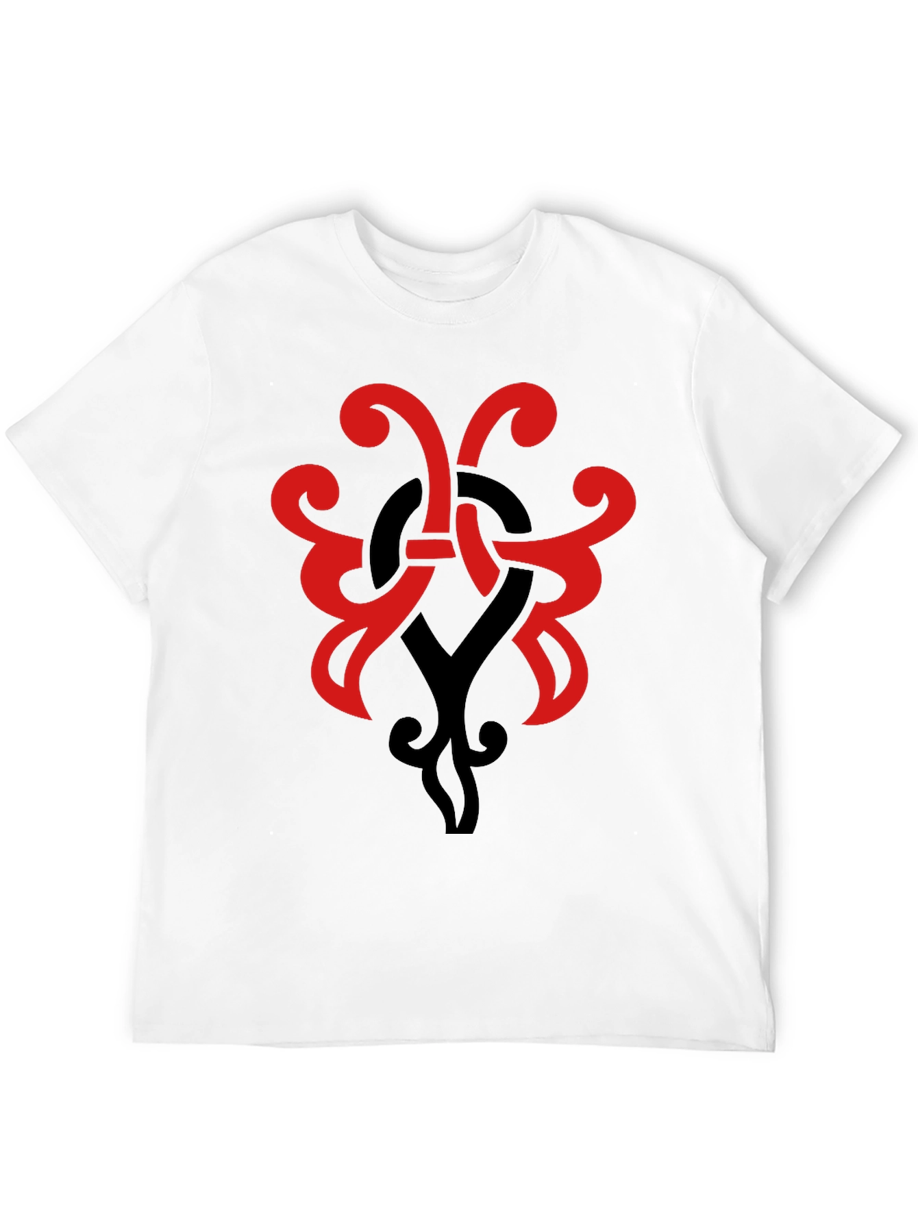 Stylish Black T-Shirt with Red & Black Tribal Design