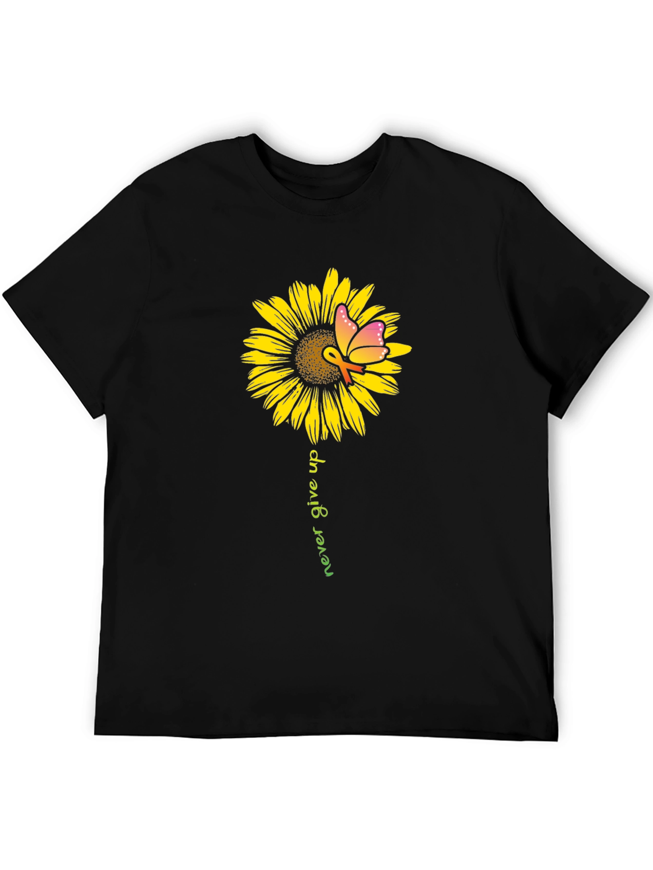 Sunflower Butterfly Never Give Up T-Shirt