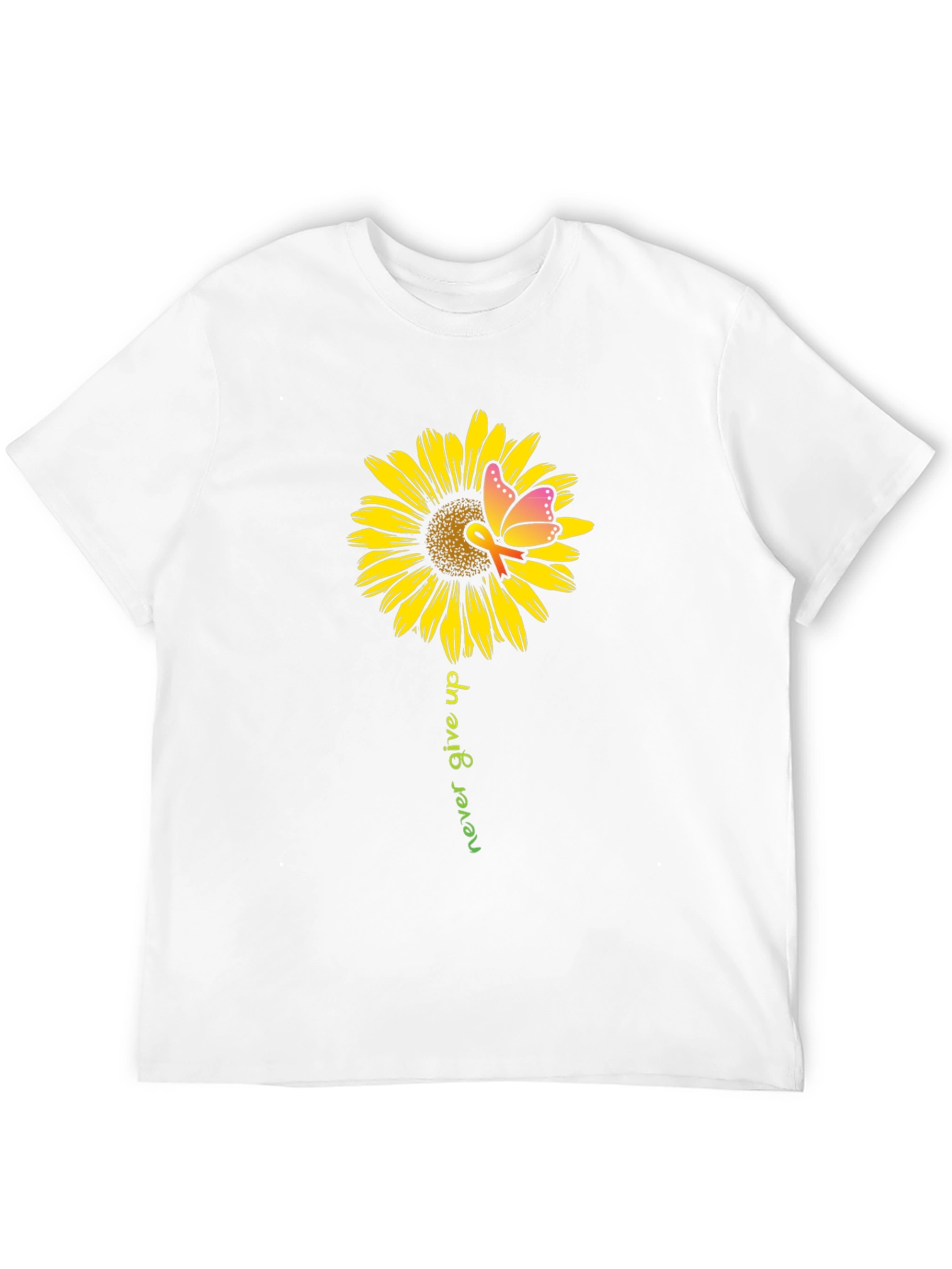 Sunflower Butterfly Never Give Up T-Shirt