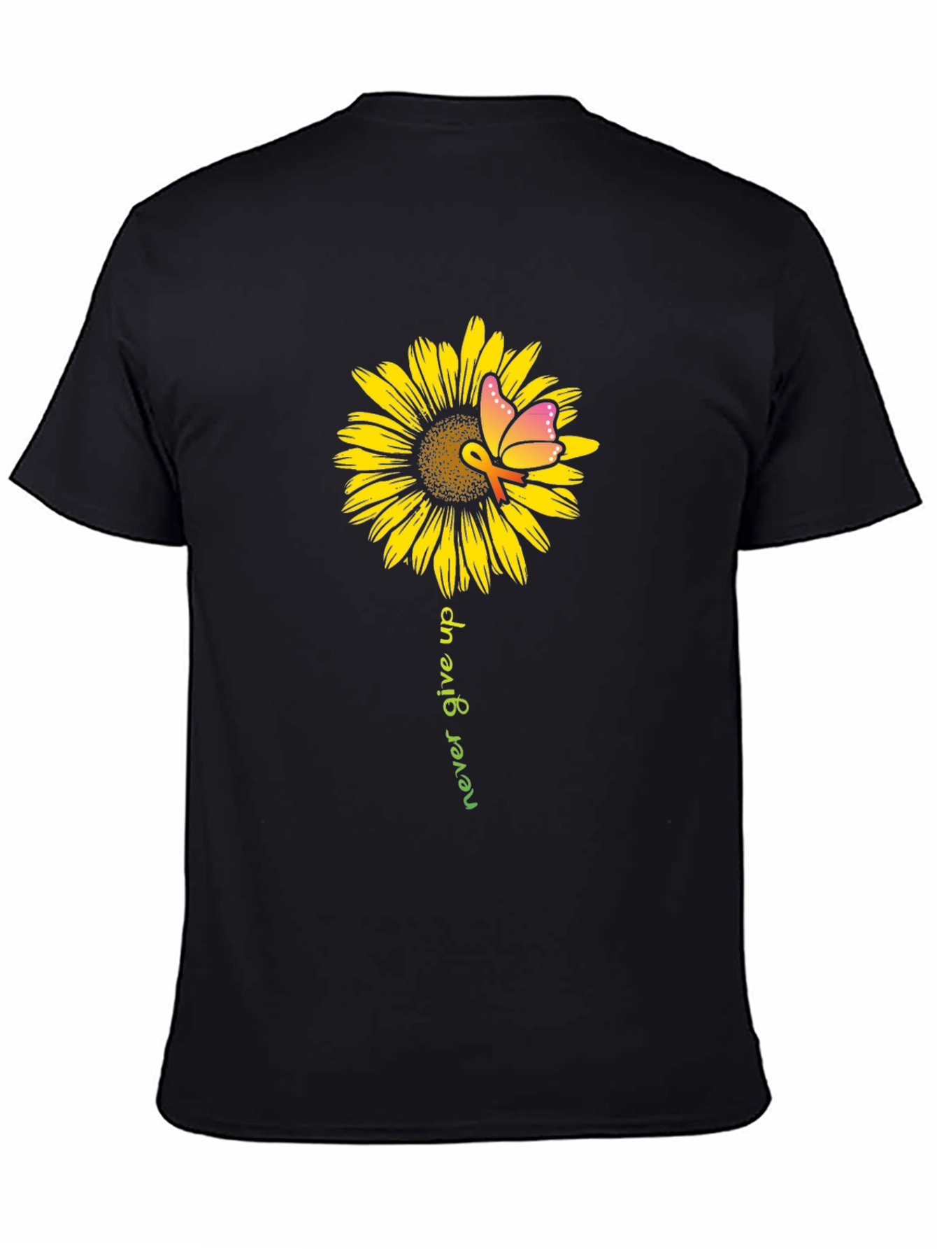 Sunflower Butterfly Never Give Up T-Shirt
