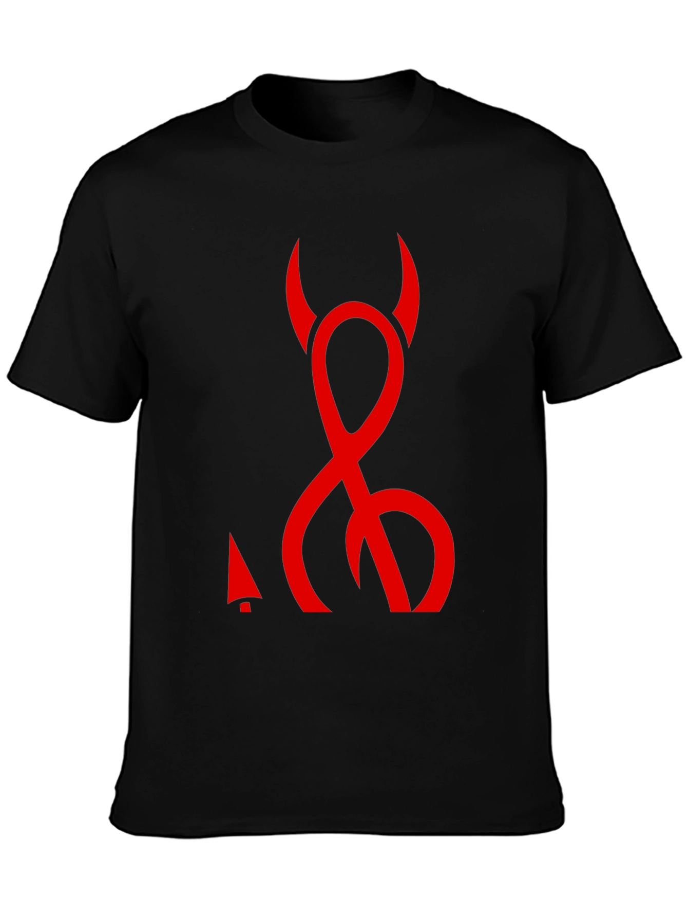 Devil Symbol Graphic Tee - Black Cotton T-Shirt