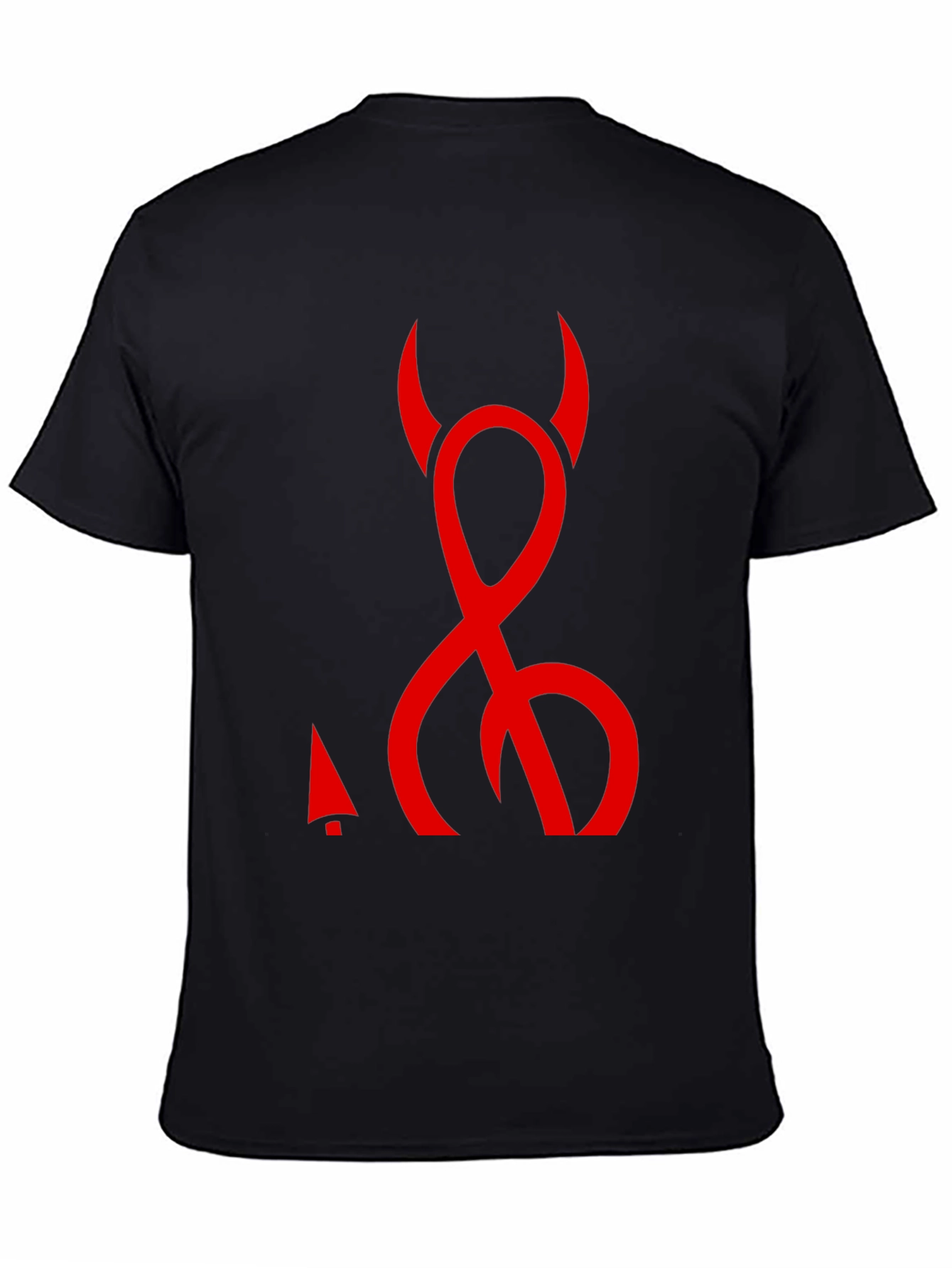 Devil Symbol Graphic Tee - Black Cotton T-Shirt