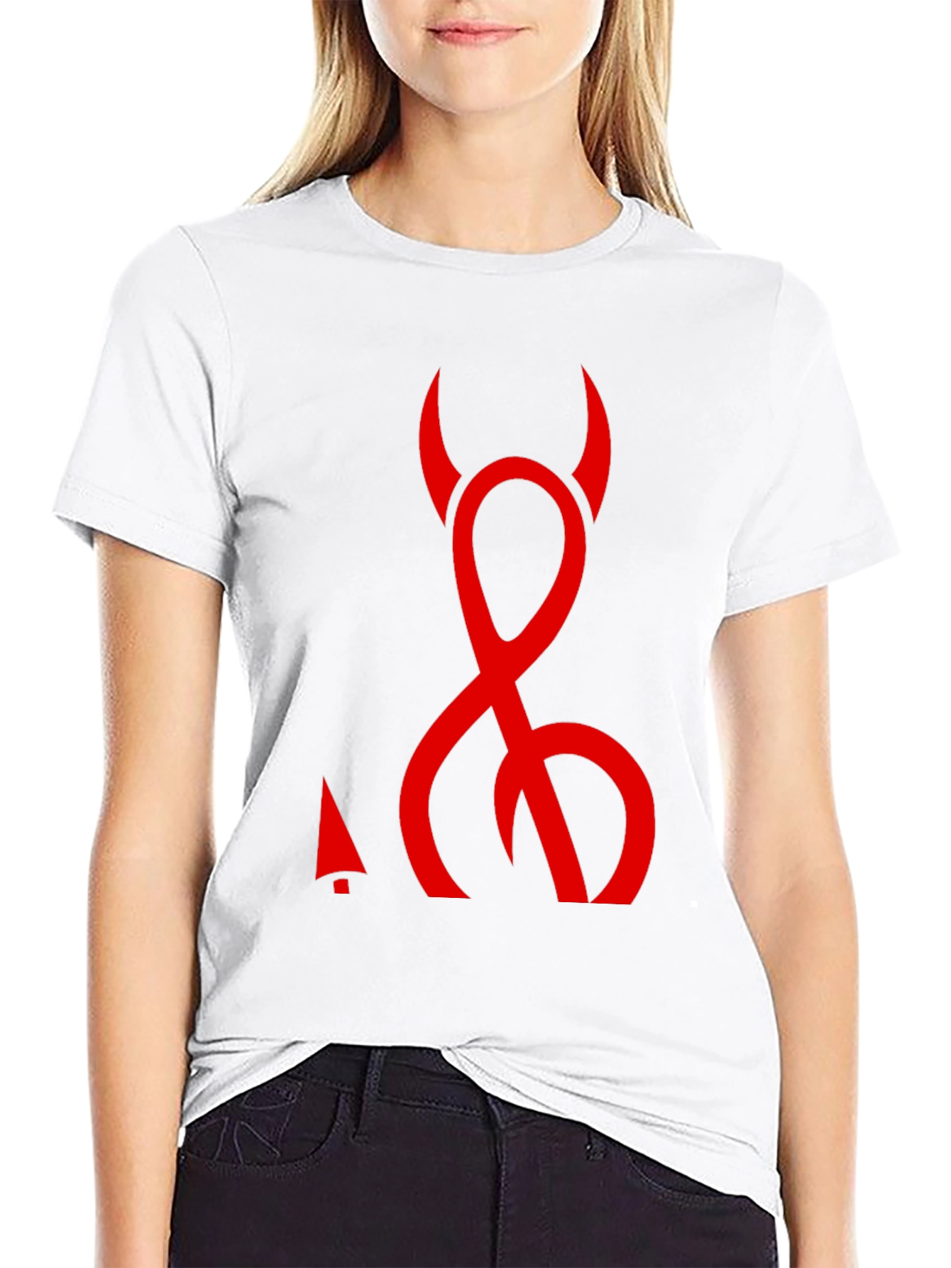 Devil Symbol Graphic Tee - Black Cotton T-Shirt