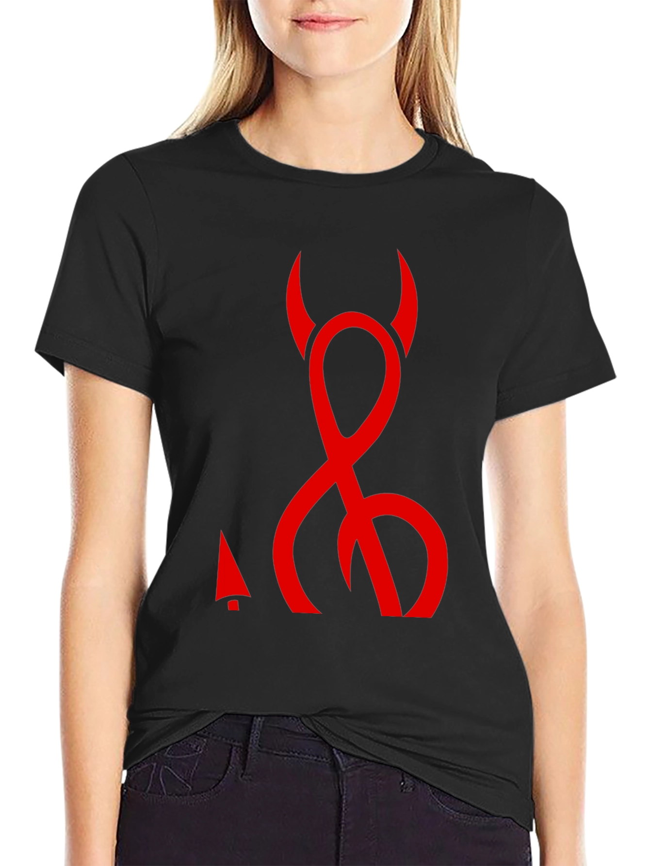 Devil Symbol Graphic Tee - Black Cotton T-Shirt