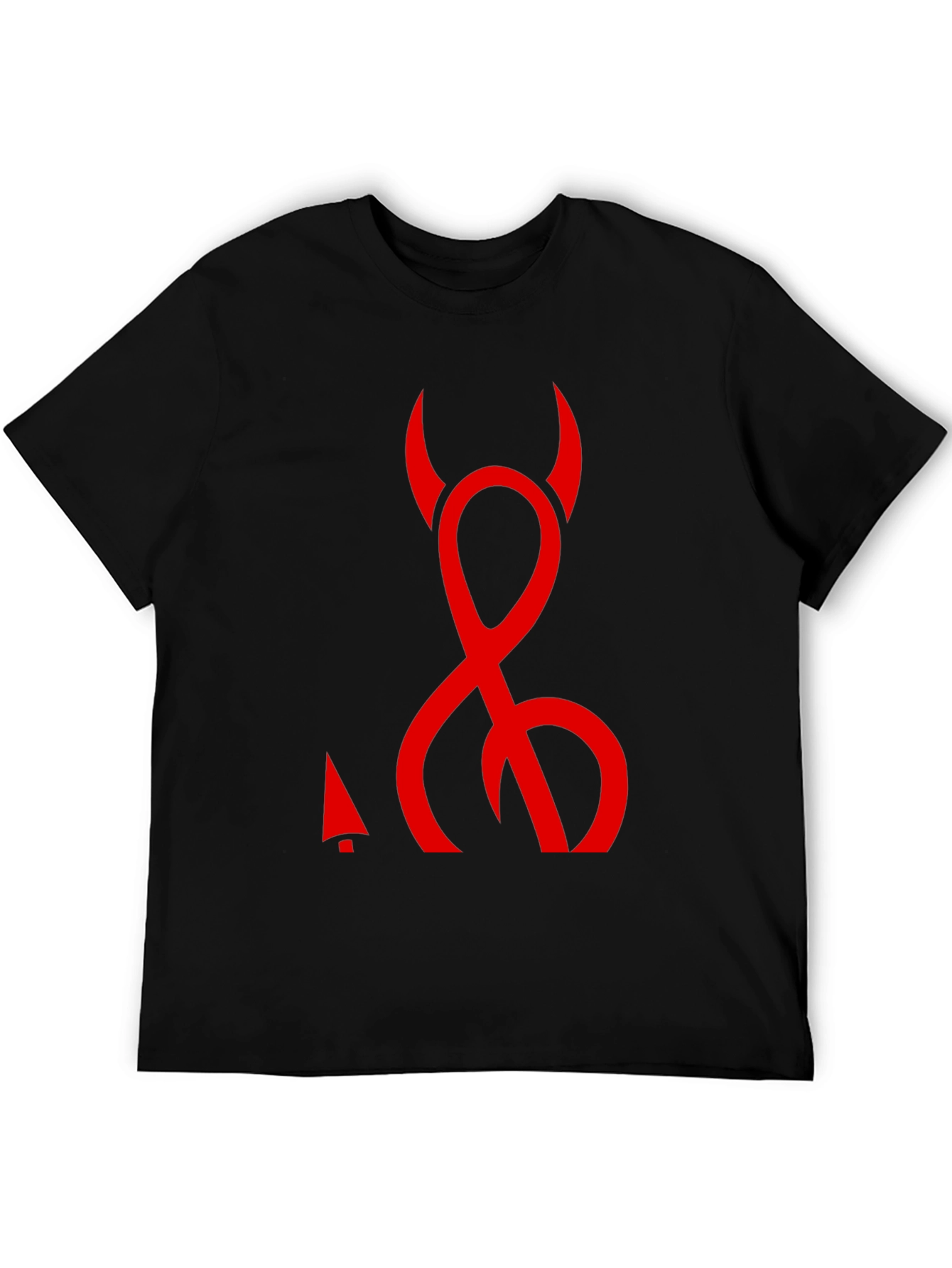 Devil Symbol Graphic Tee - Black Cotton T-Shirt