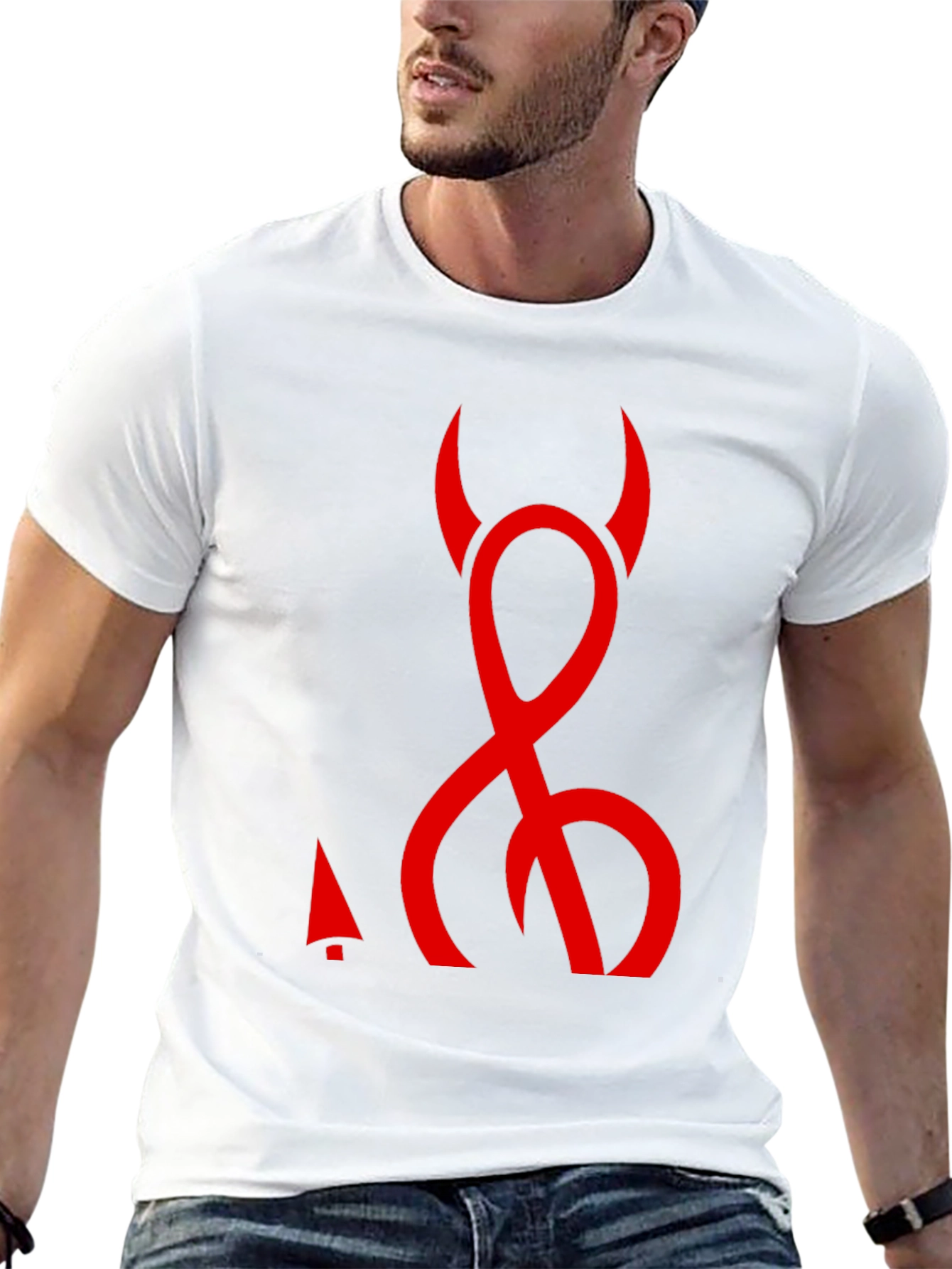 Devil Symbol Graphic Tee - Black Cotton T-Shirt