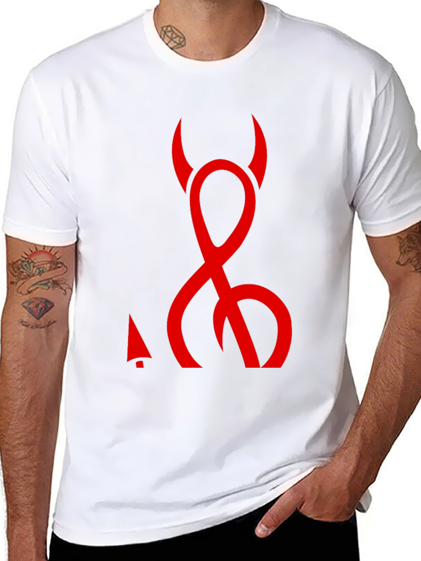 Devil Symbol Graphic Tee - Black Cotton T-Shirt