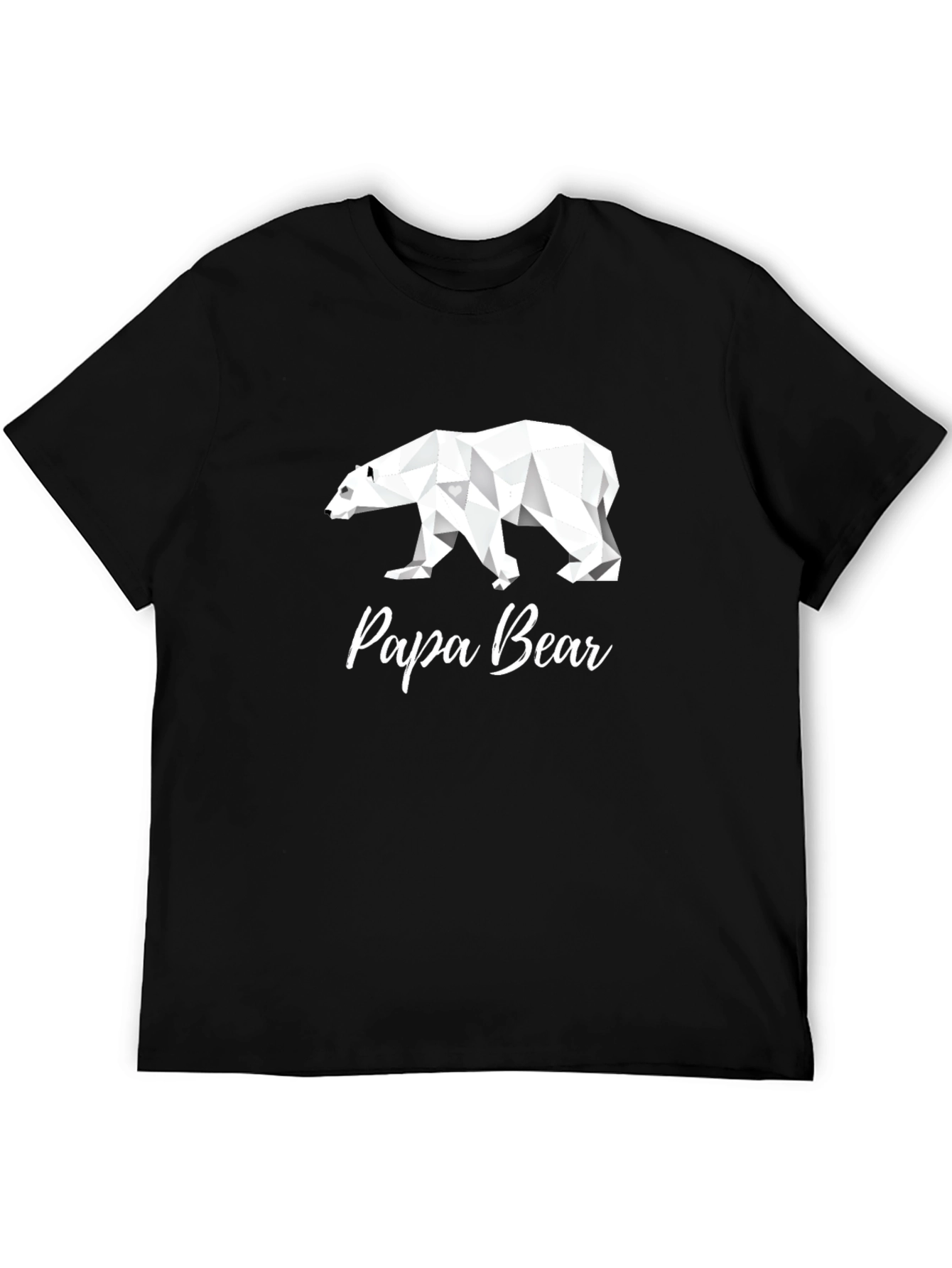 Papa Bear Geometric Graphic T-Shirt - Black