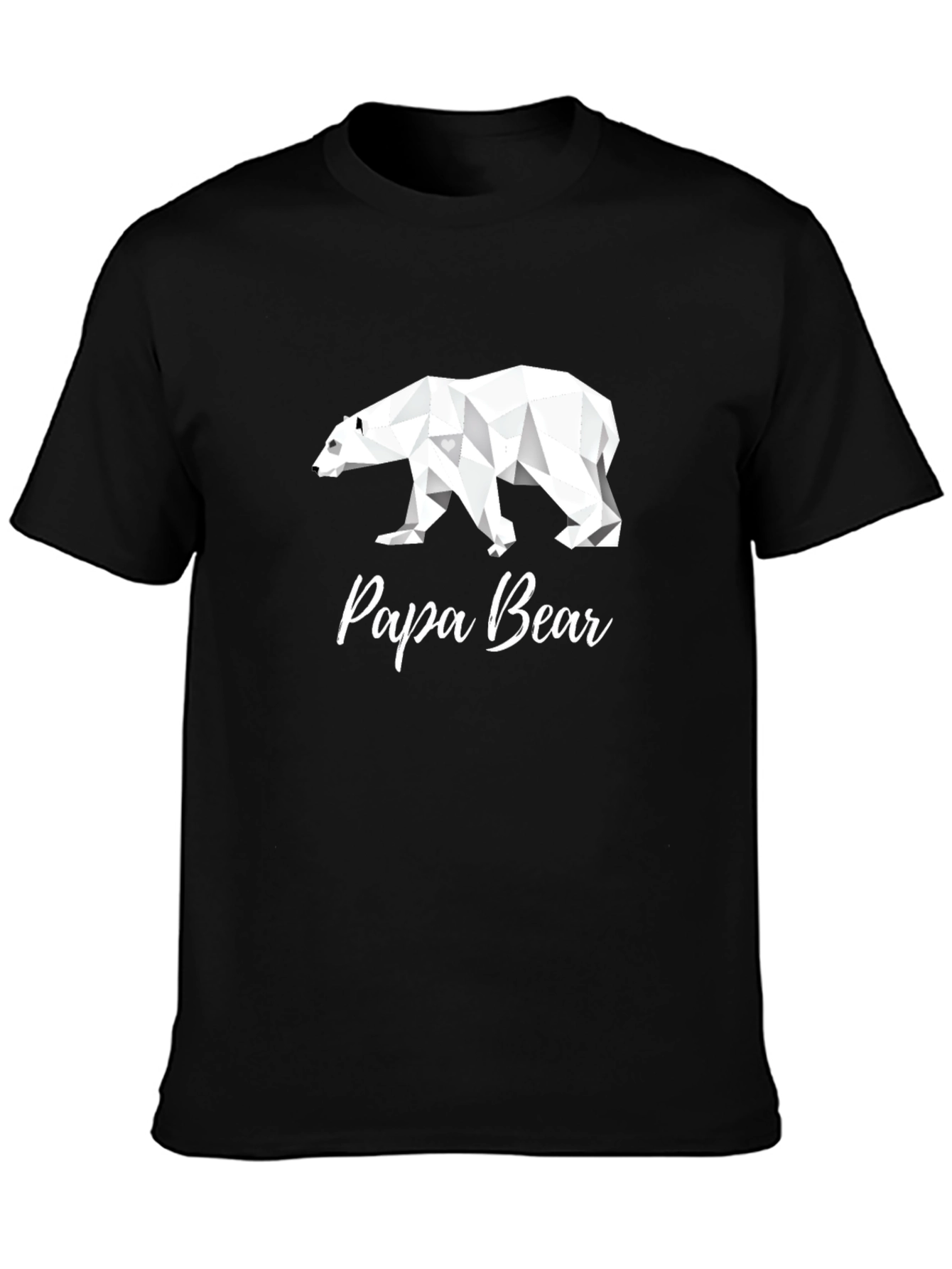 Papa Bear Geometric Graphic T-Shirt - Black