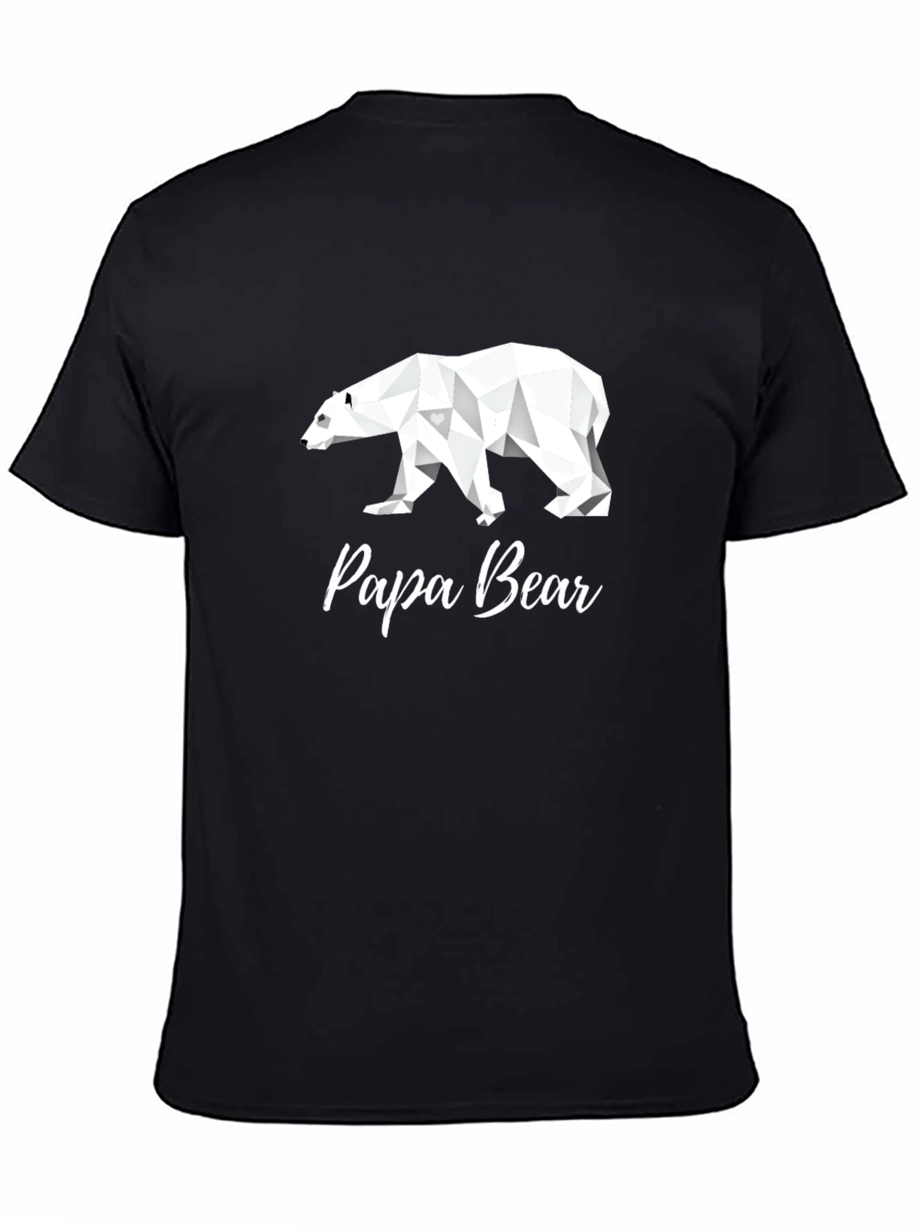 Papa Bear Geometric Graphic T-Shirt - Black