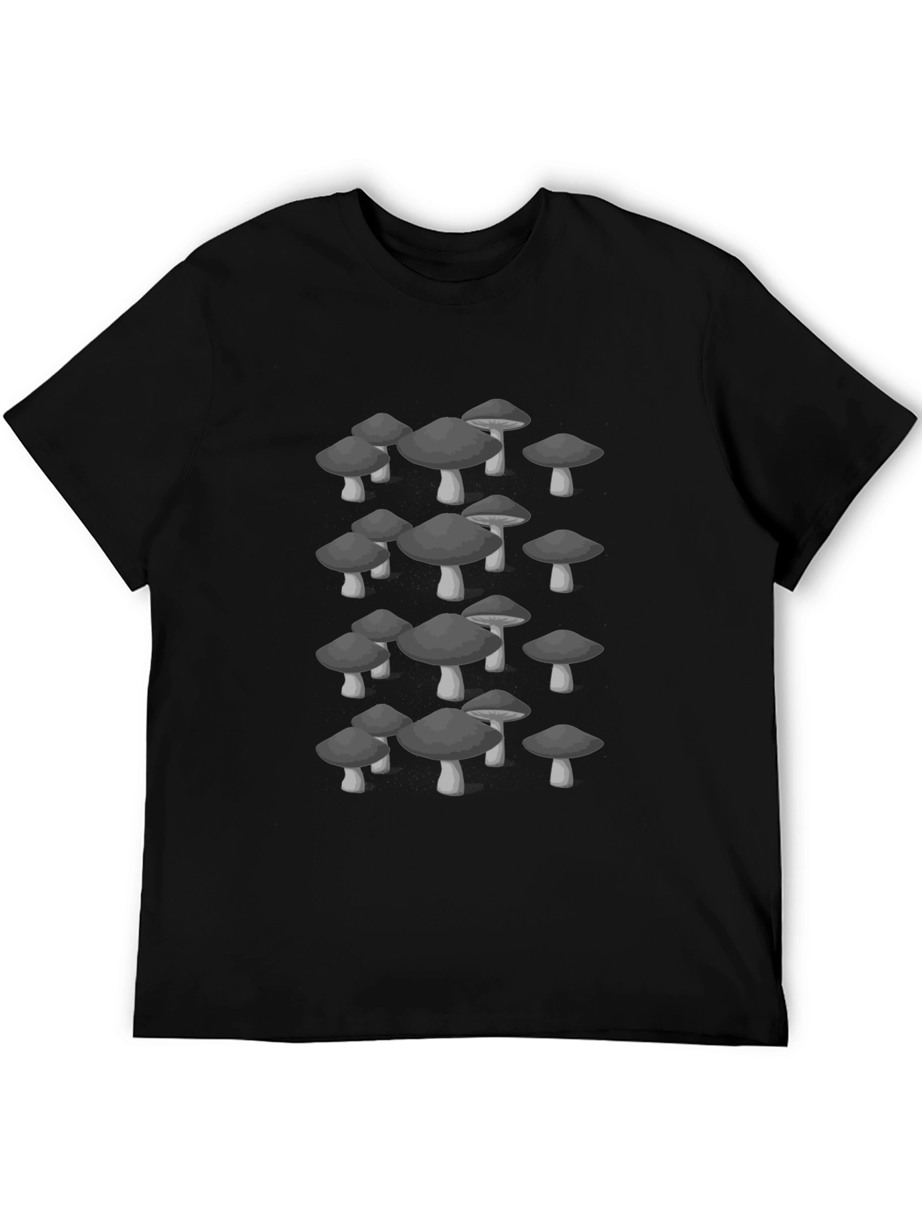 Mushroom Graphic Tee - Trendy Black Cotton T-Shirt