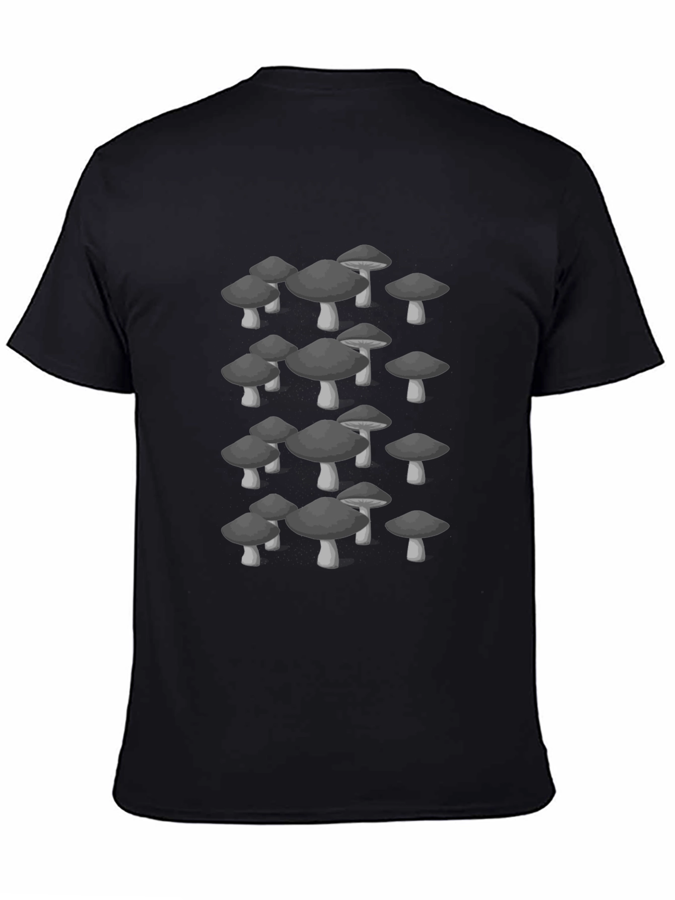 Mushroom Graphic Tee - Trendy Black Cotton T-Shirt
