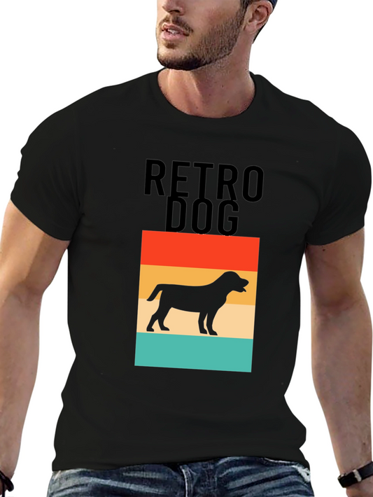 Retro Dog Graphic Tee - Vintage Style Black T-Shirt