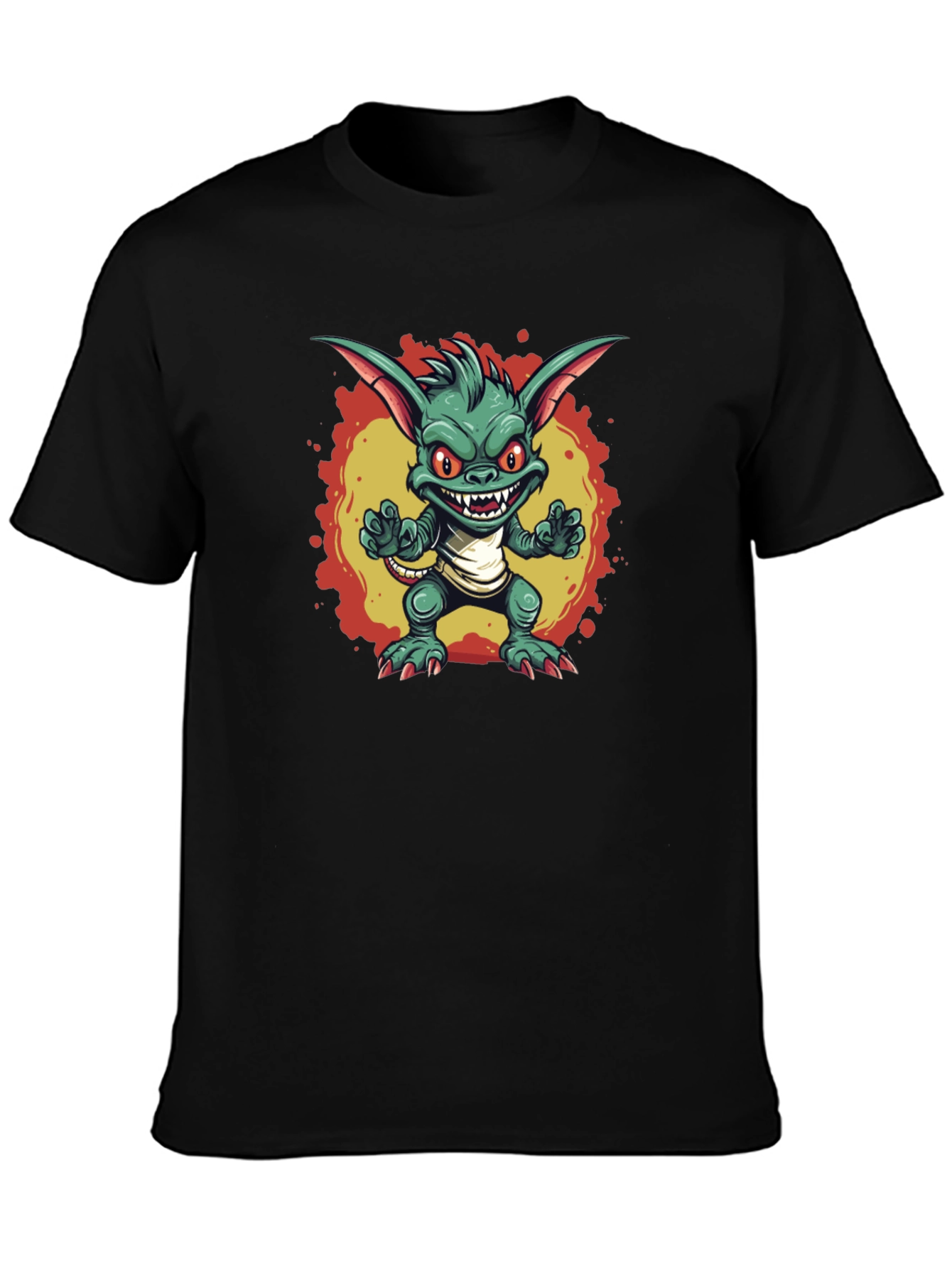 Cartoon Gremlin Graphic Black T-Shirt