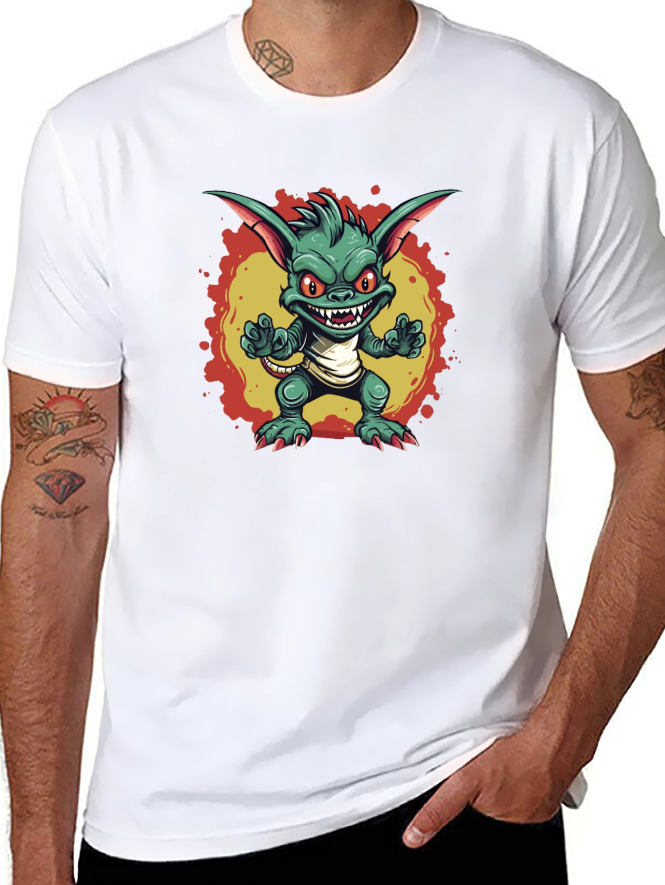 Cartoon Gremlin Graphic Black T-Shirt