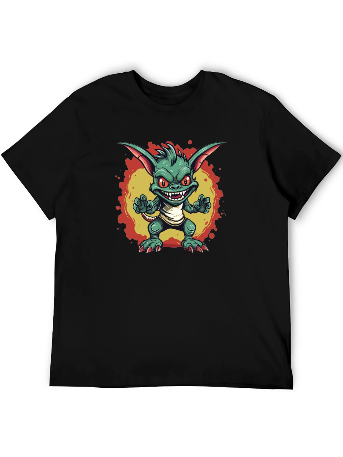 Cartoon Gremlin Graphic Black T-Shirt