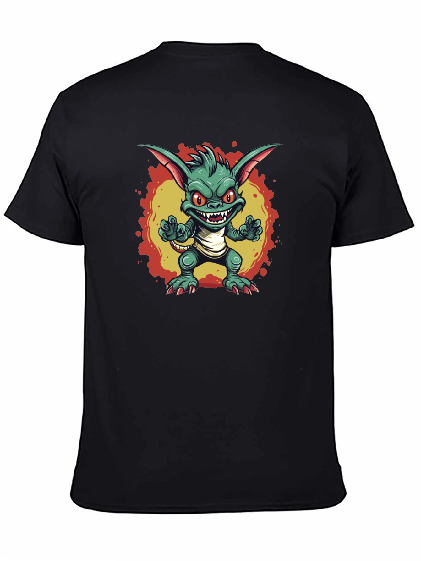 Cartoon Gremlin Graphic Black T-Shirt
