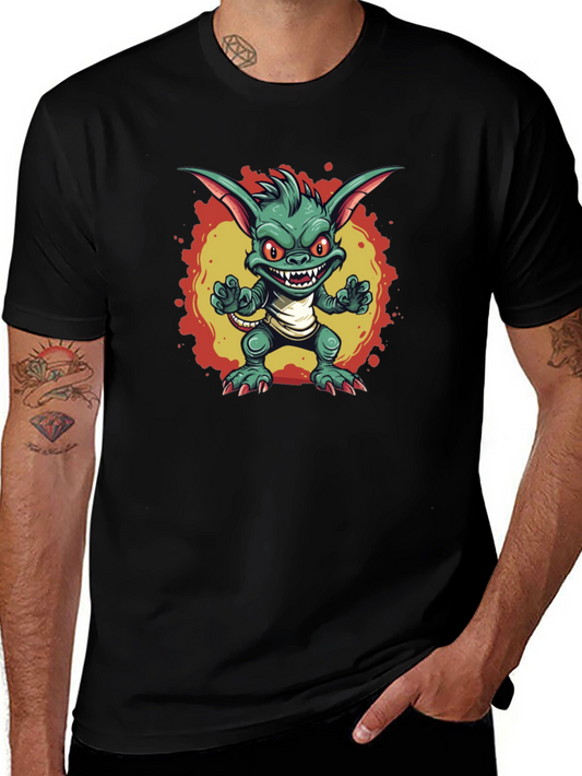 Cartoon Gremlin Graphic Black T-Shirt