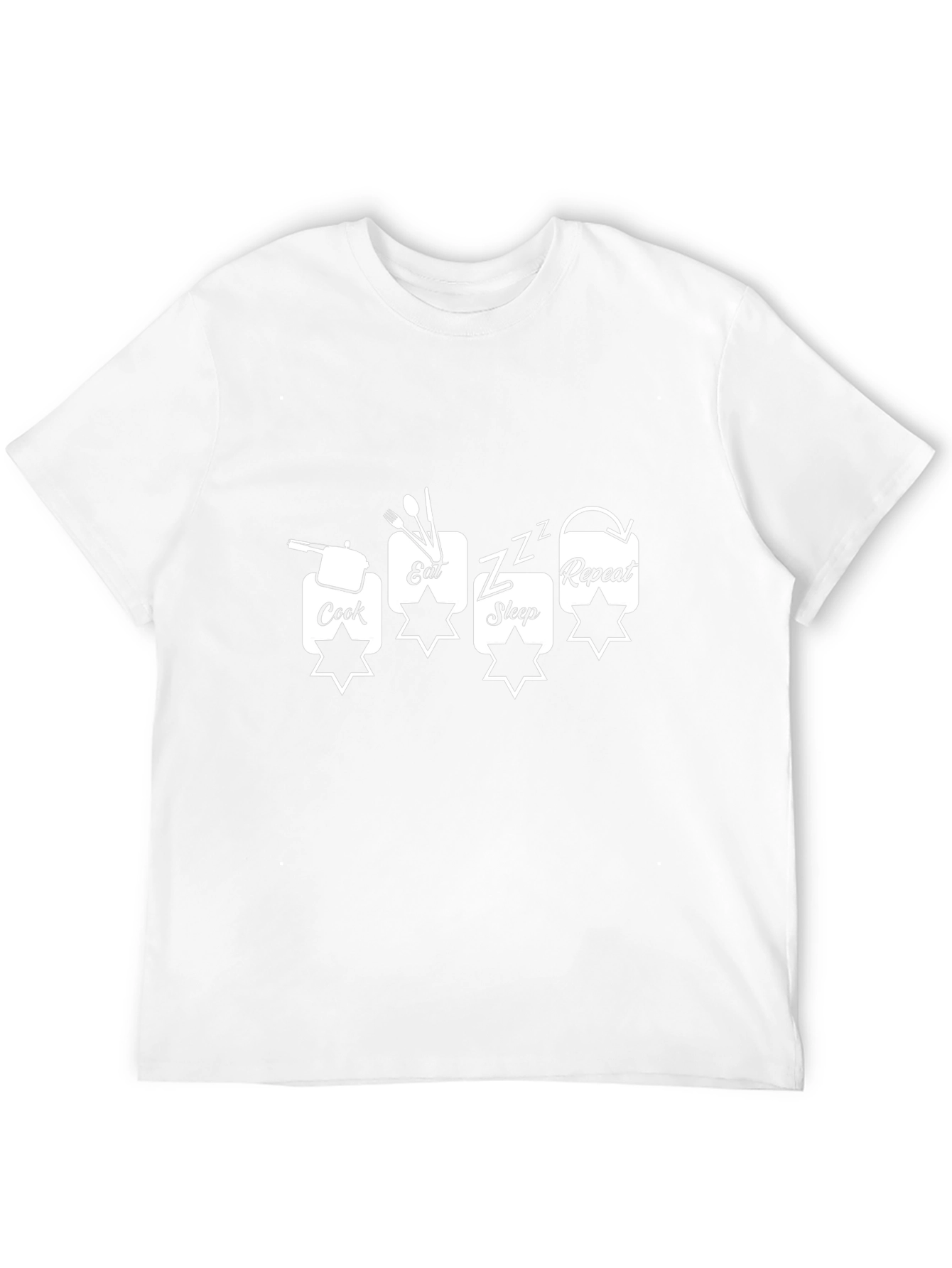 Cook Eat Sleep Repeat Mens Black T-Shirt