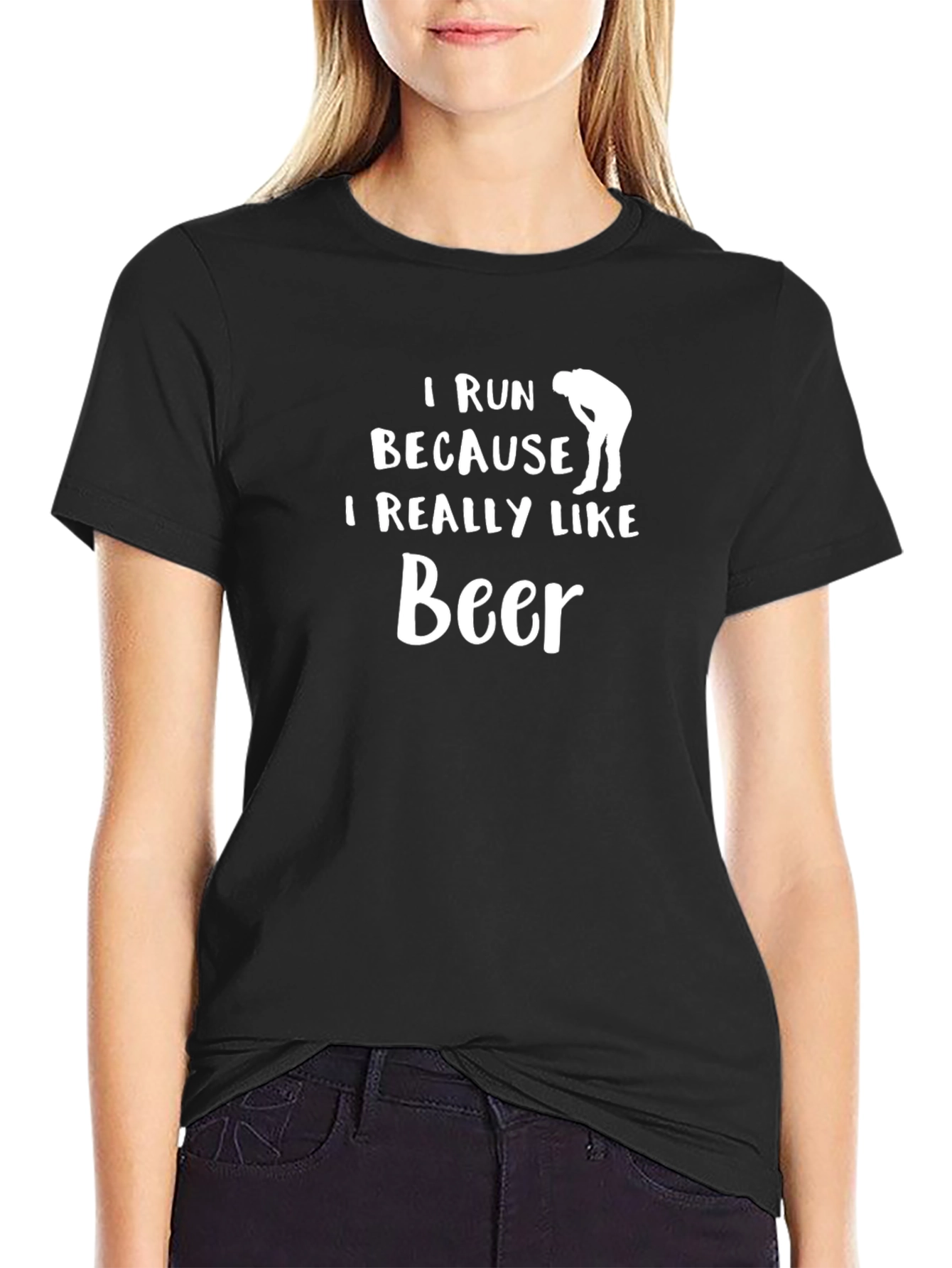 I Run Because I Really Like Beer Black T-Shirt