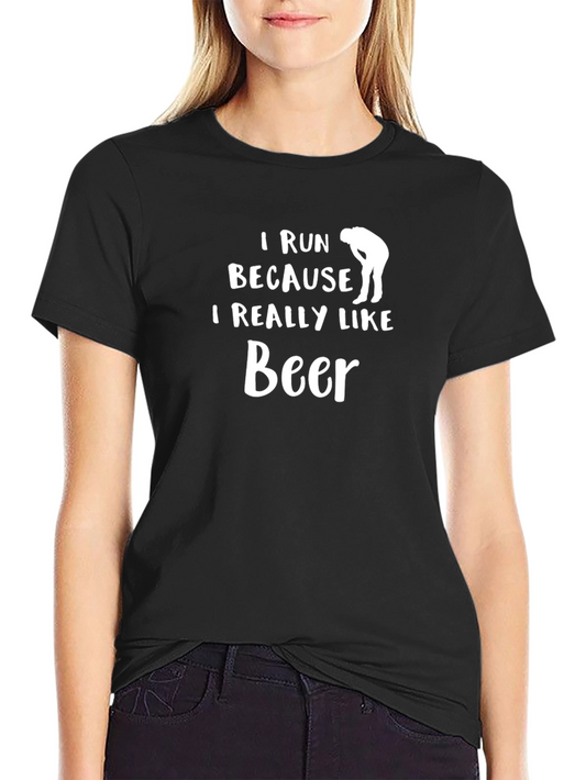I Run Because I Really Like Beer Black T-Shirt