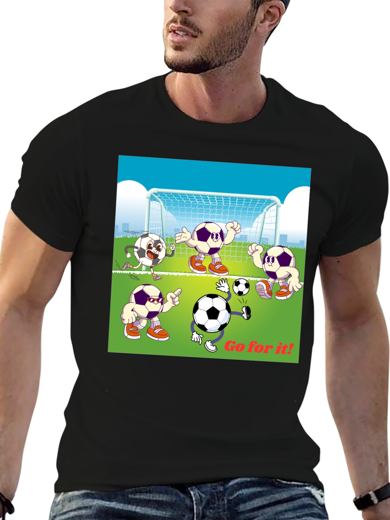 Soccer Cartoon Graphic T-Shirt